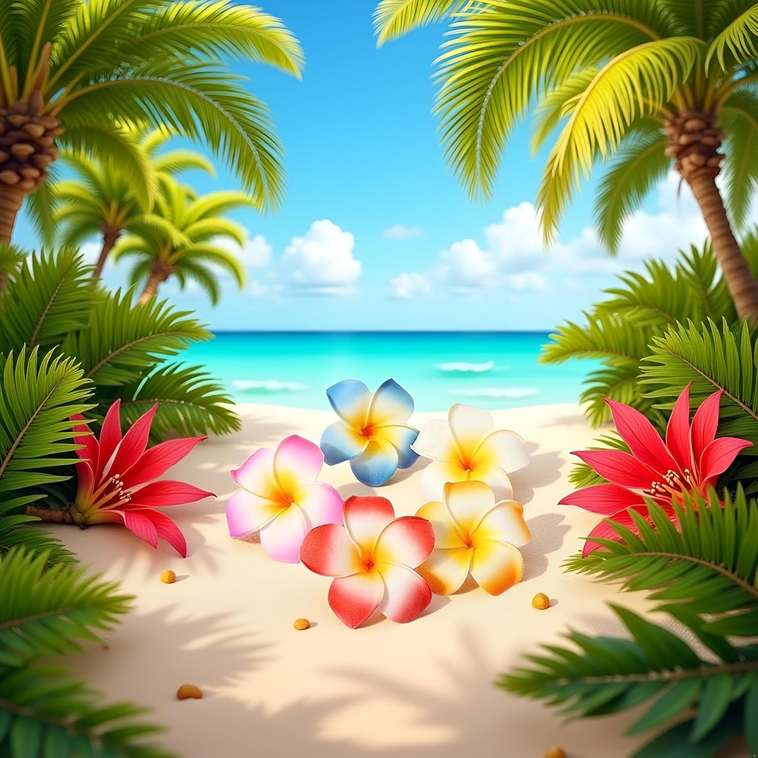 10Pcs Multicolor Hawaii Plumeria Flower Clips