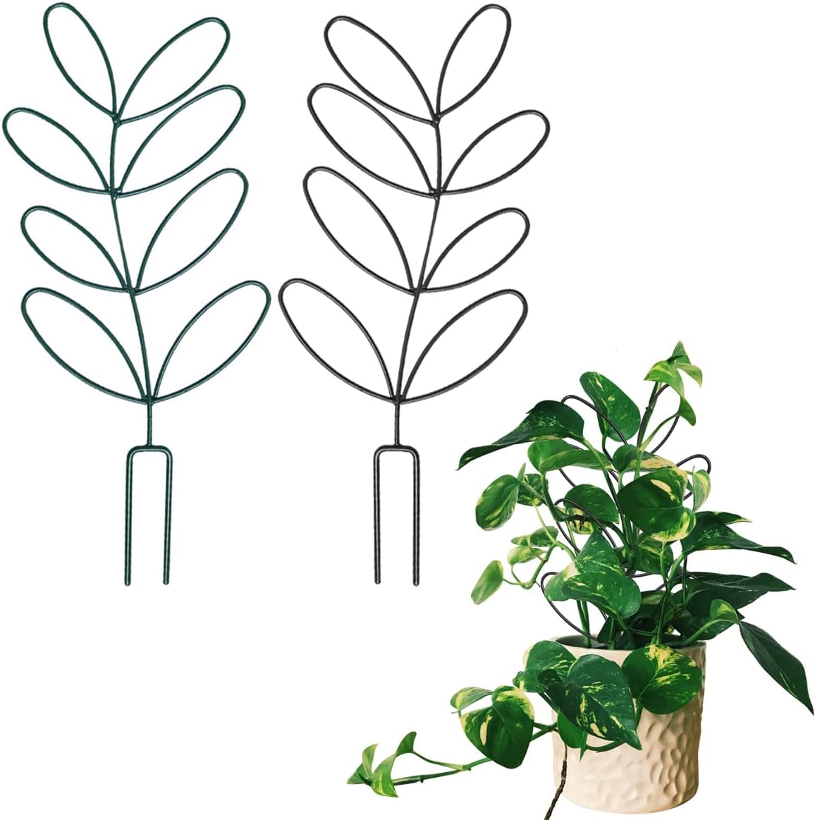 2Pack Indoor Plant Trellis Metal Wire Garden Trellis ,Small Climbing Leaf Shape Trellis for Garden Potted Plant Houseplant(Green) 2Pack Indoor Plant Trellis Metal Wire Garden Trellis ,Small Climbing Leaf Shape Trellis for Garden Potted Plant Houseplant(Green)