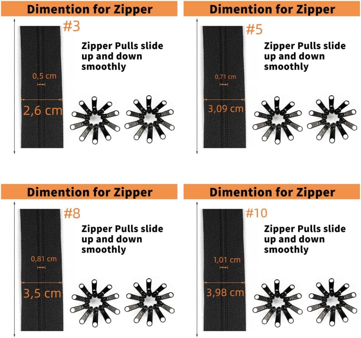 10 Yards 360 Inches Bulk Zippers