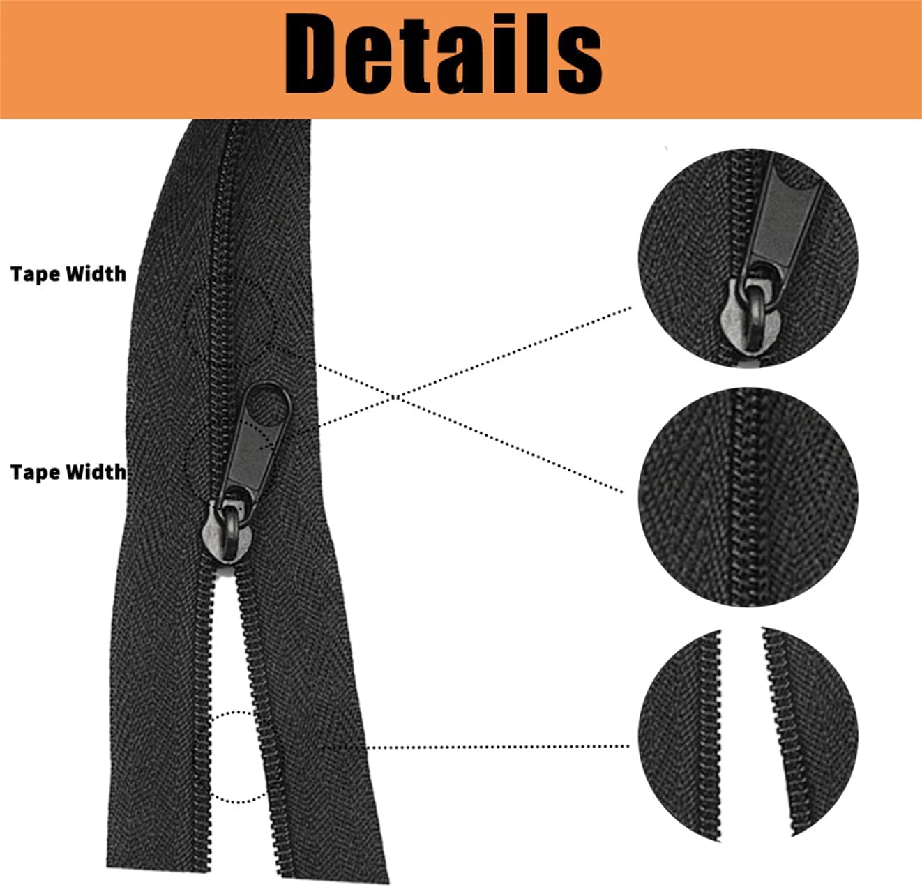 10 Yards 360 Inches Bulk Zippers