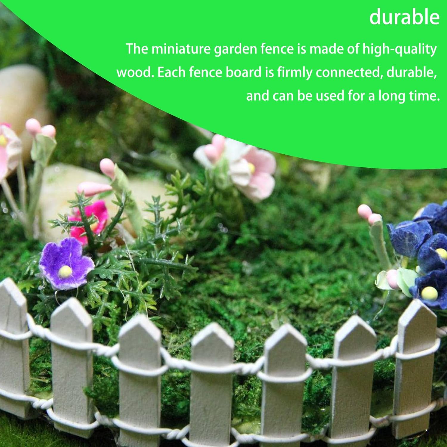 2Pcs 35x2 Inch Mini Wooden Garden Fence