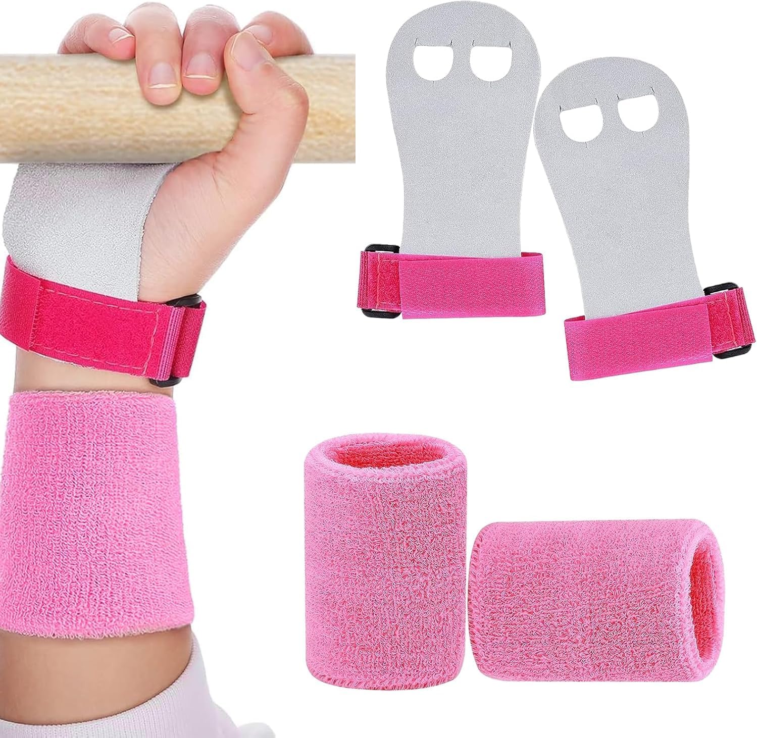 2 Packs Kids Gymnastics Grips Wristbands Sets for Youth 2 Packs Kids Gymnastics Grips Wristbands Sets for Youth