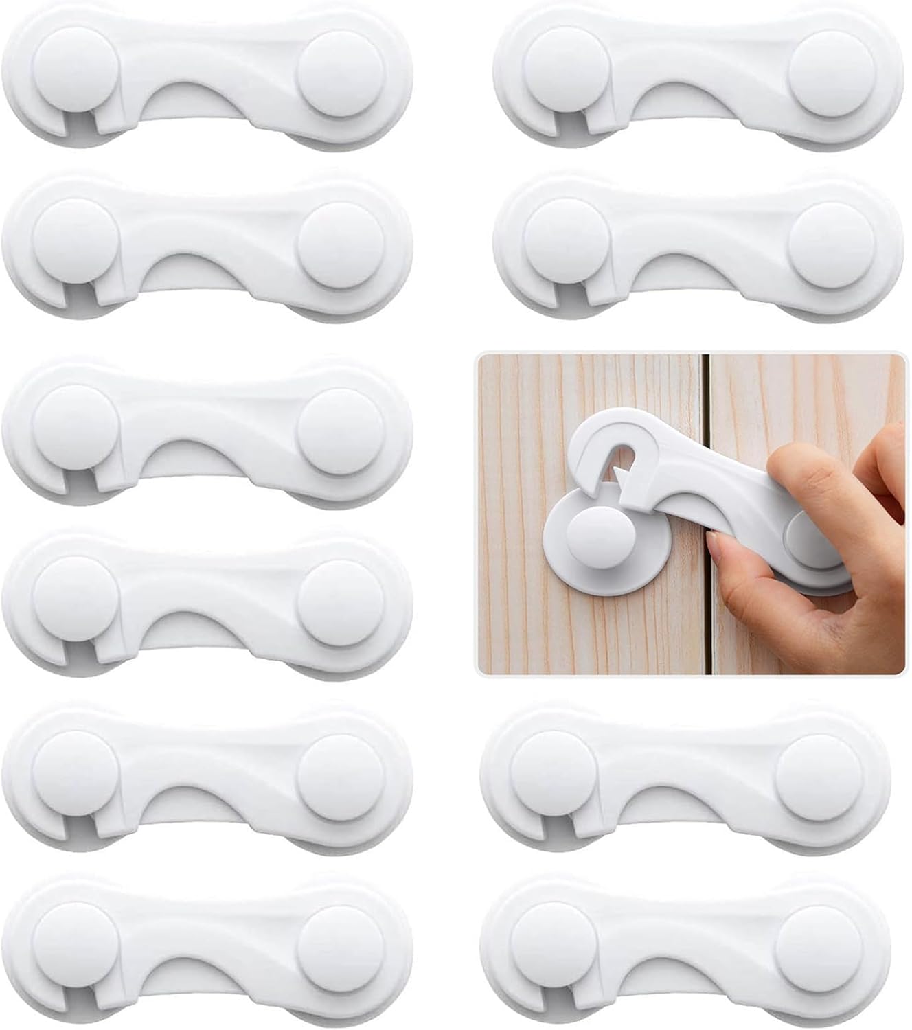 Child Safety Cabinet Locks 10 Pack Cabinet Door Locks with Adhesive for Baby Proof Childproof Safety Locks for Drawer Cupboards Fridge Closet and Pantry Child Safety Cabinet Locks 10 Pack Cabinet Door Locks with Adhesive for Baby Proof Childproof Safety Locks for Drawer Cupboards Fridge Closet and Pantry