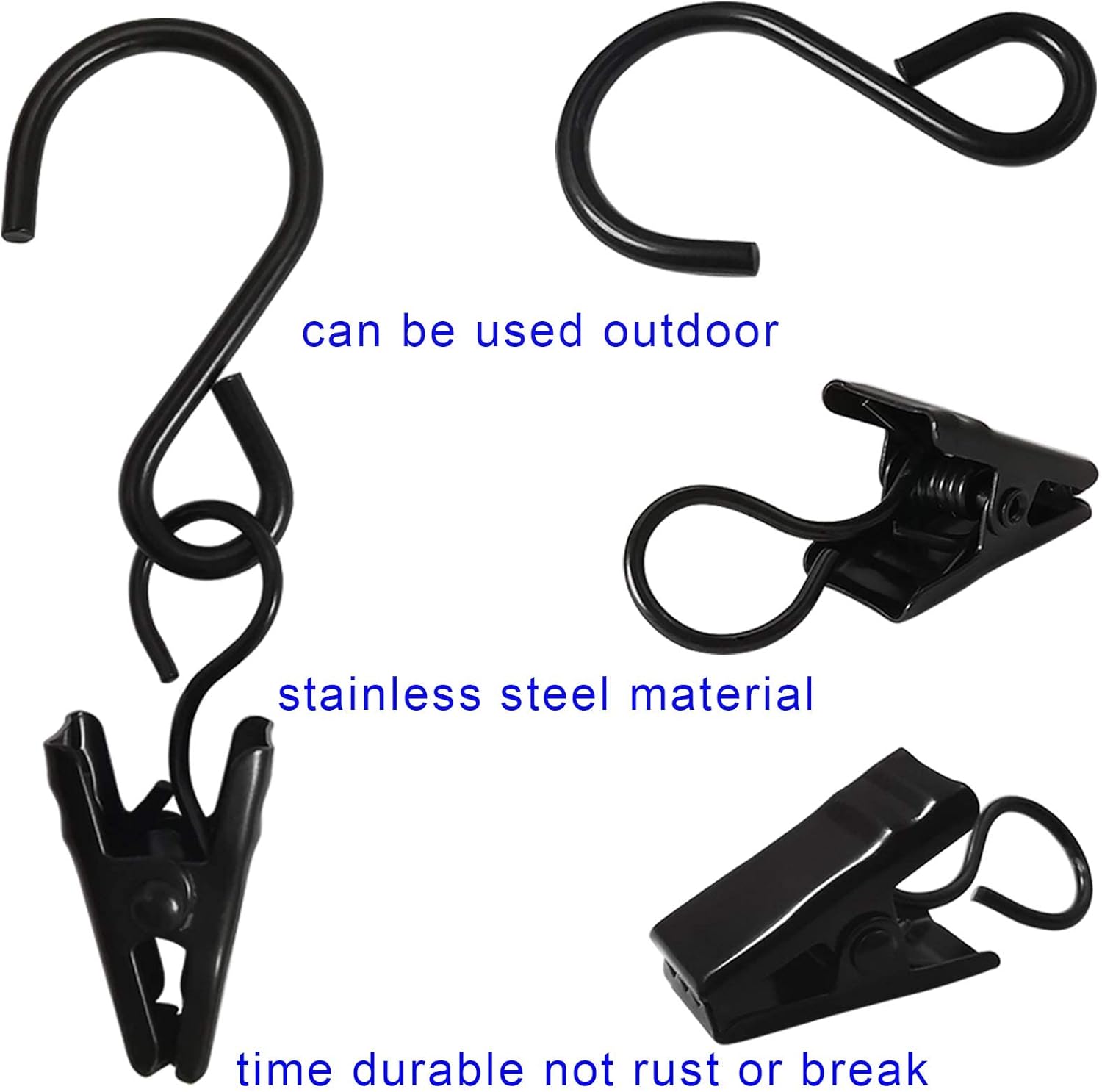 Stainless Steel S Hooks Curtain Clips