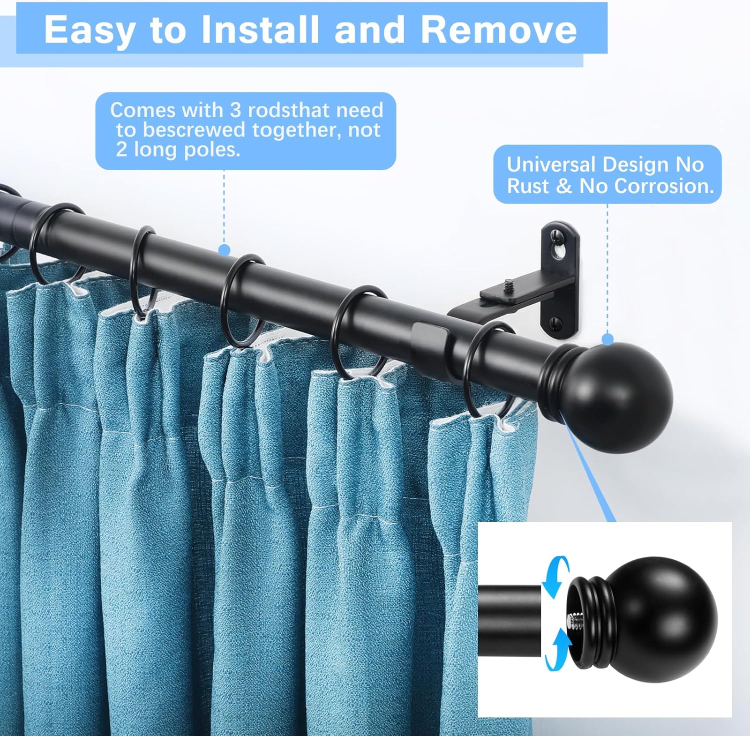 Curtain Rods for Windows 16 to 48 Inches