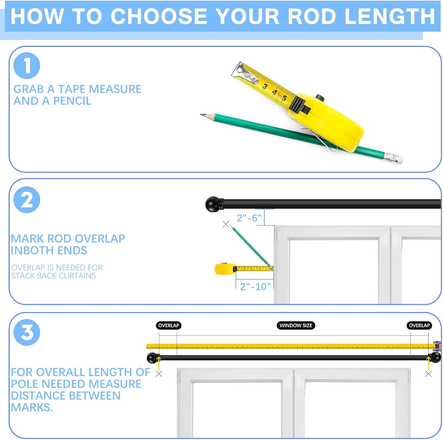 Curtain Rods for Windows 16 to 48 Inches