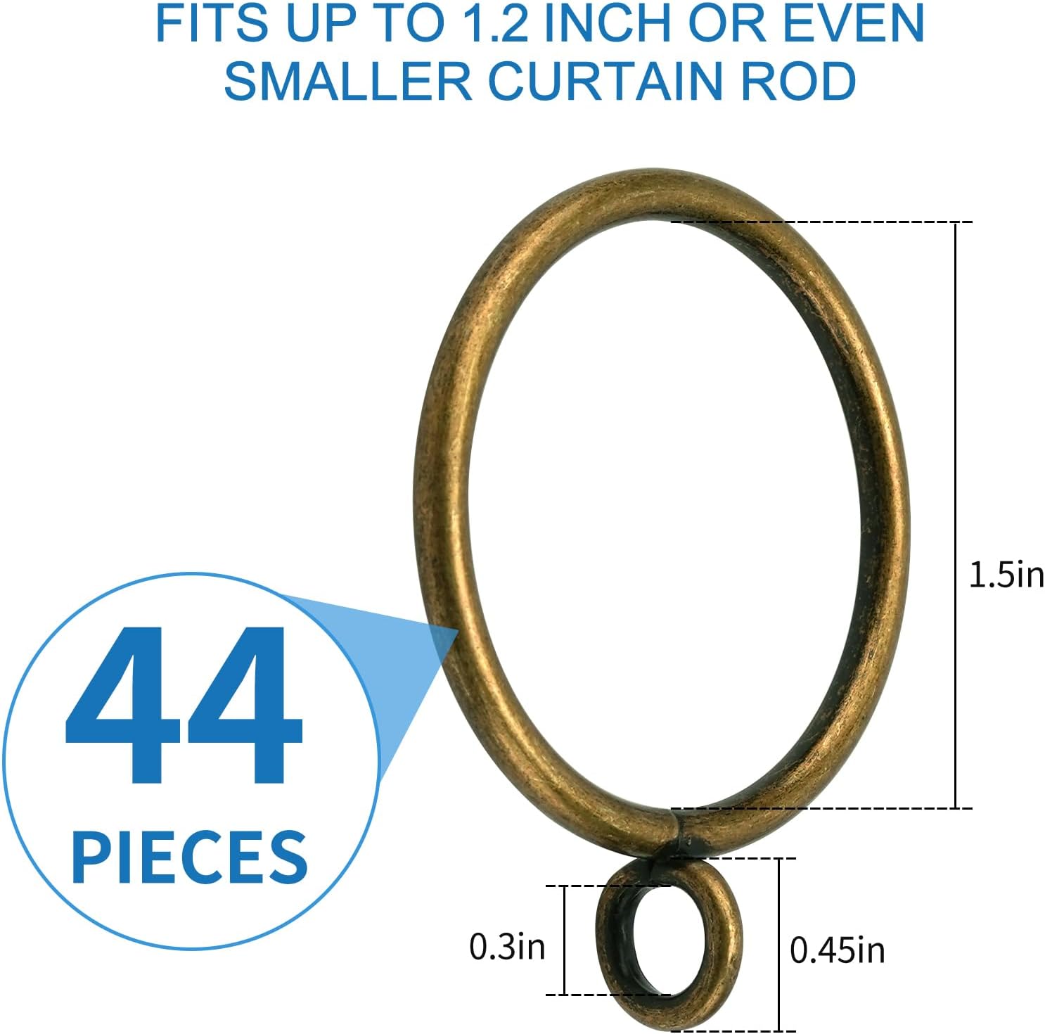 44 Pack Curtain Rings with Eyelets
