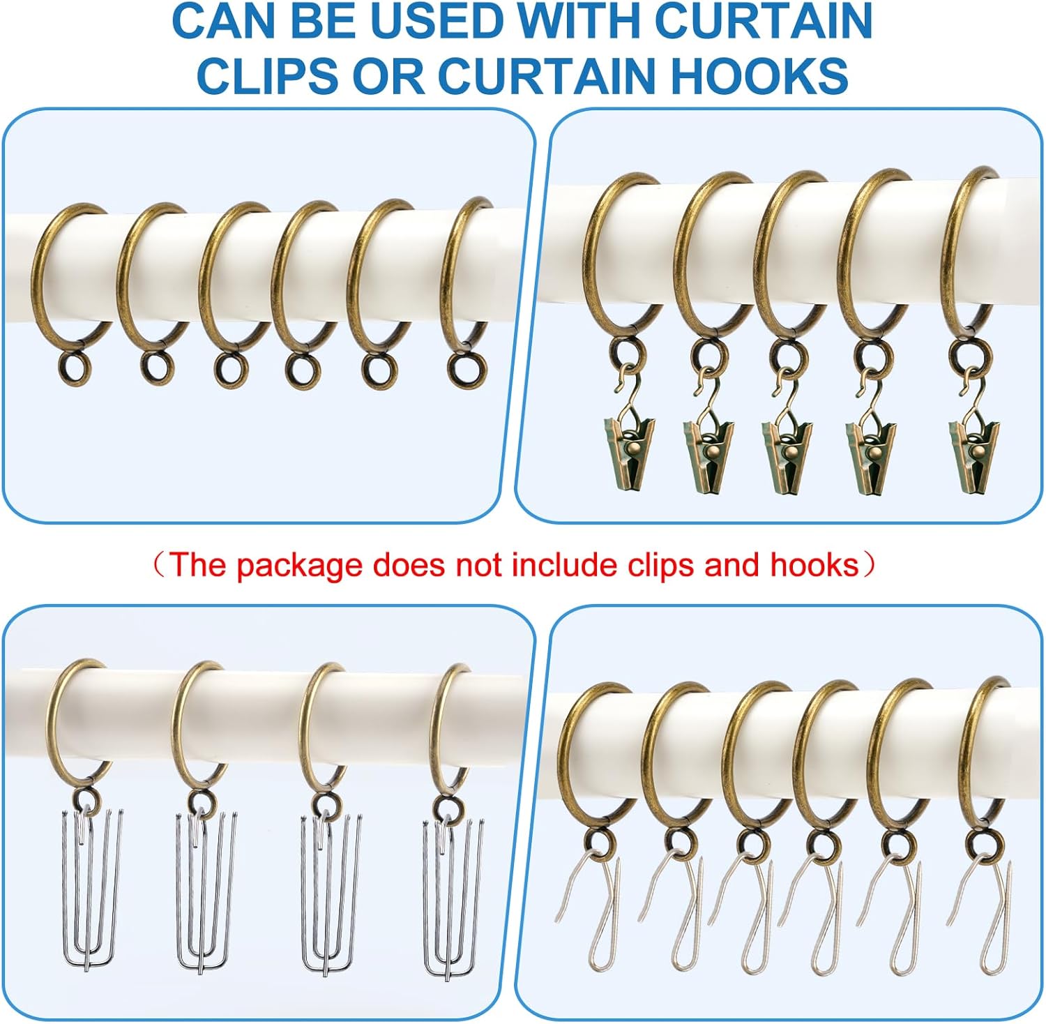 44 Pack Curtain Rings with Eyelets