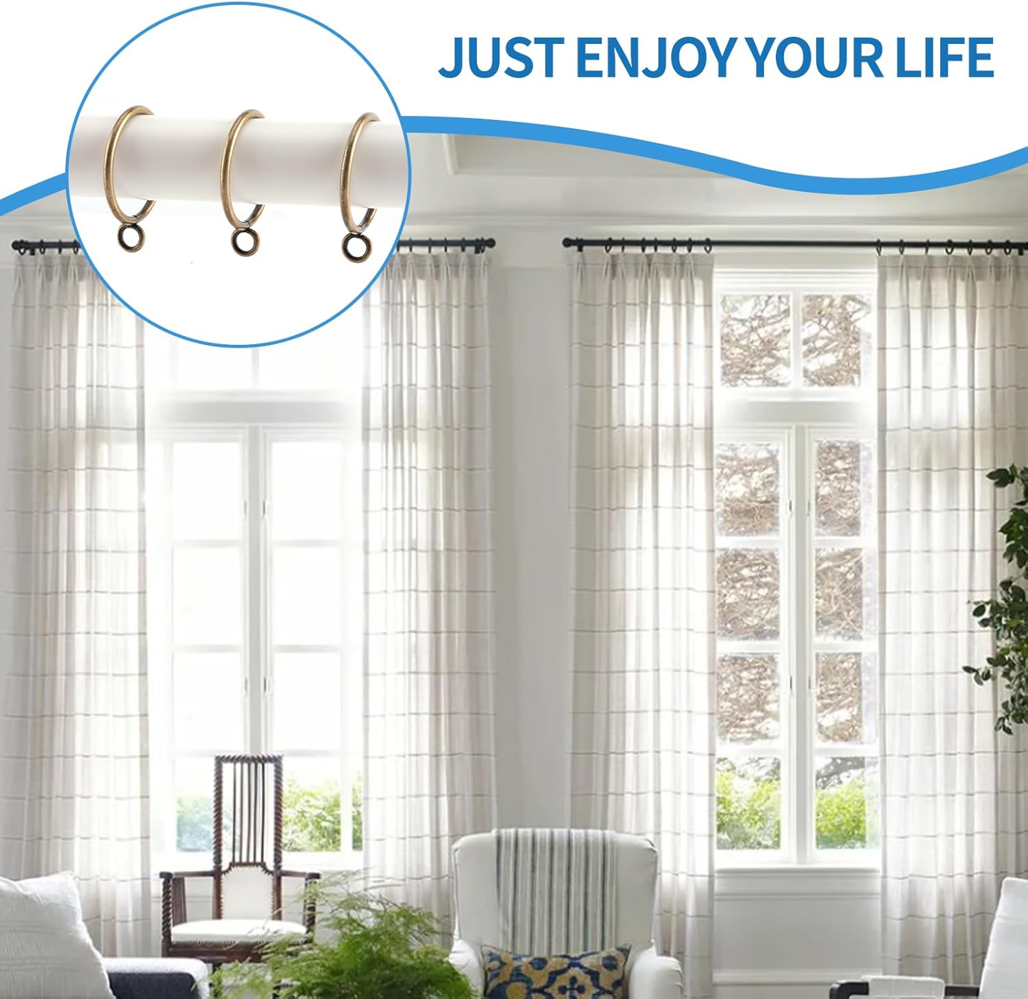 44 Pack Curtain Rings with Eyelets