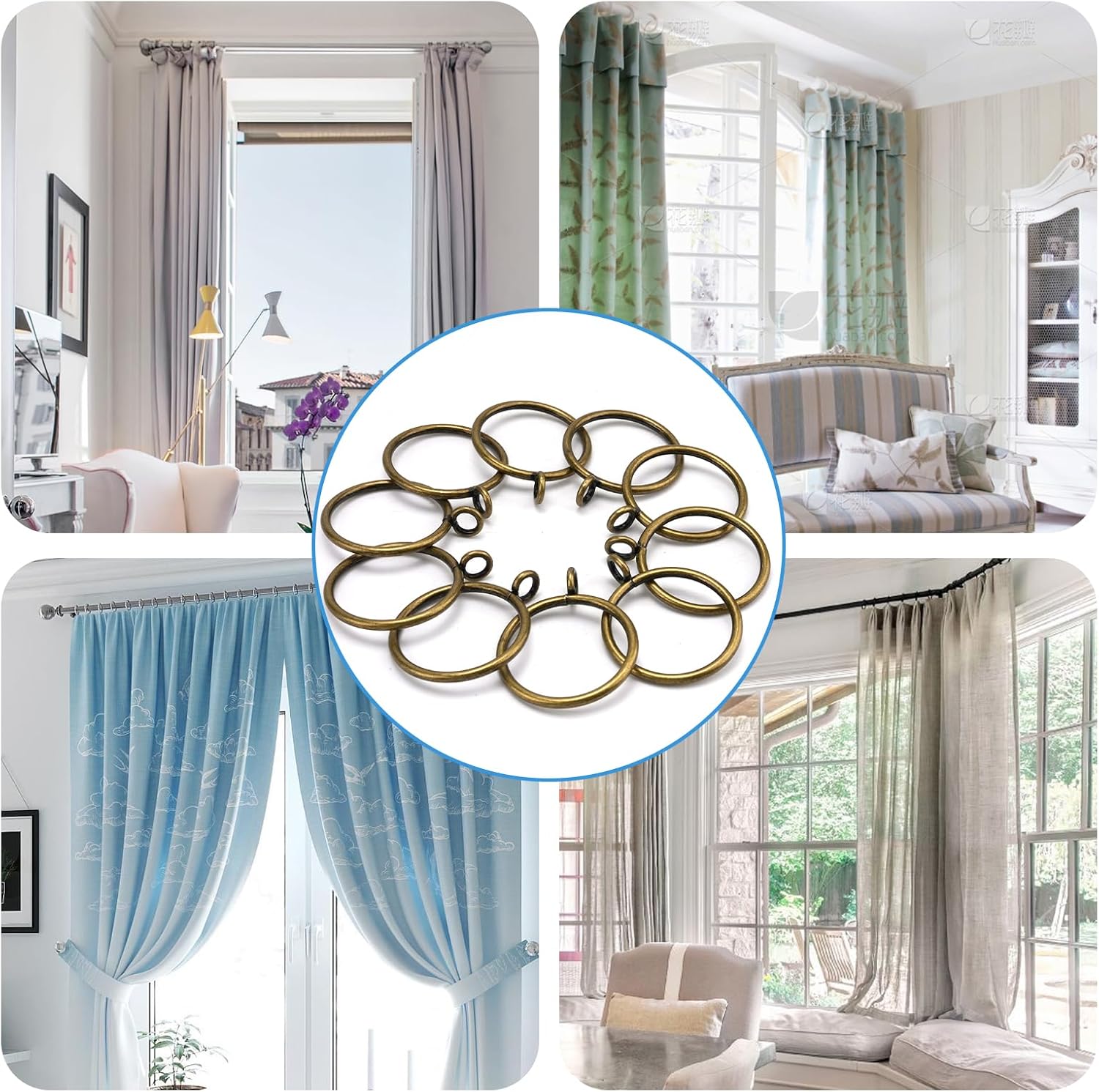 44 Pack Curtain Rings with Eyelets