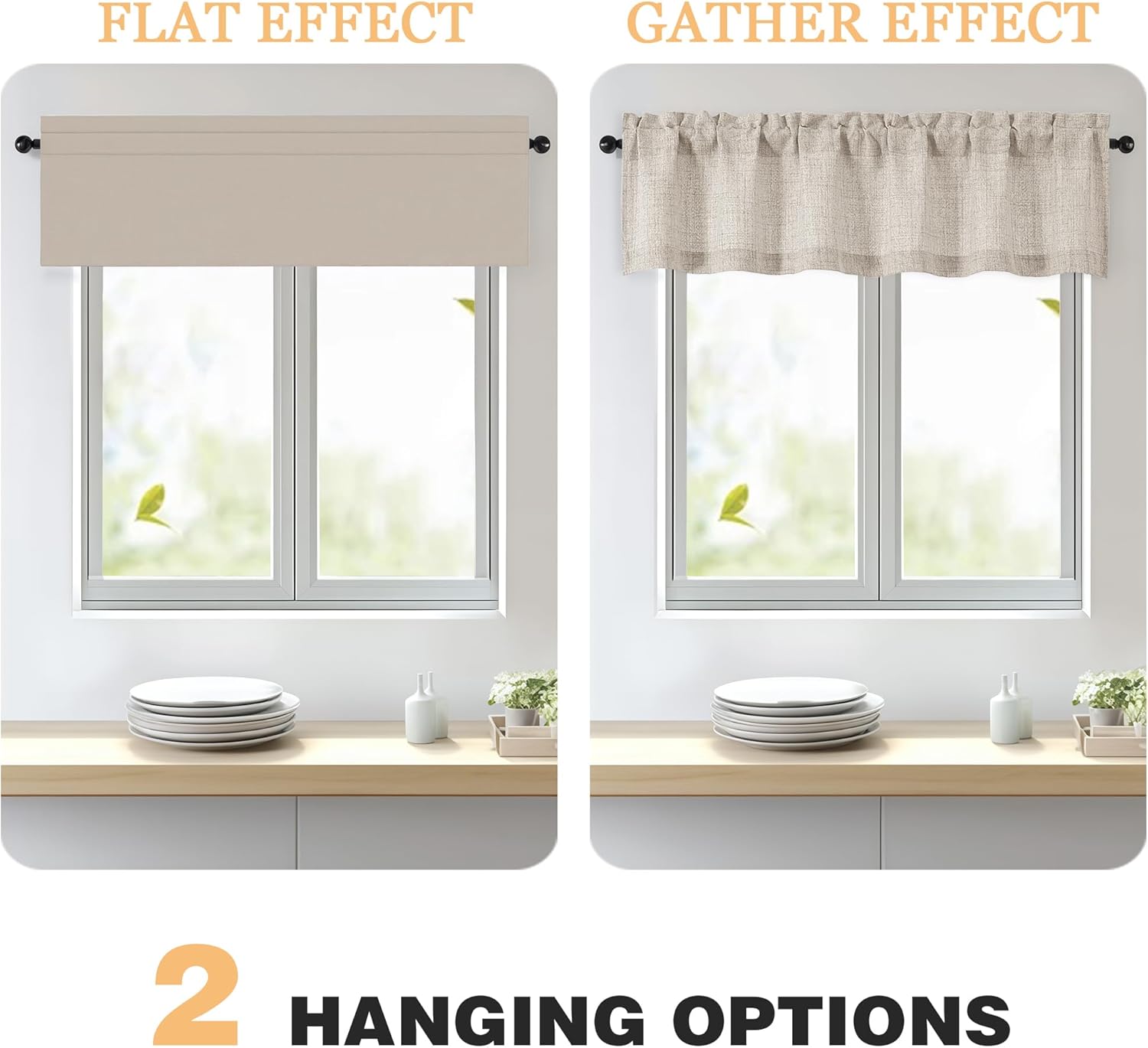 Linen Valances for Windows 1 Pcs