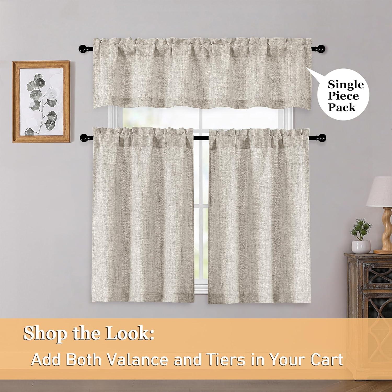 Linen Valances for Windows 1 Pcs