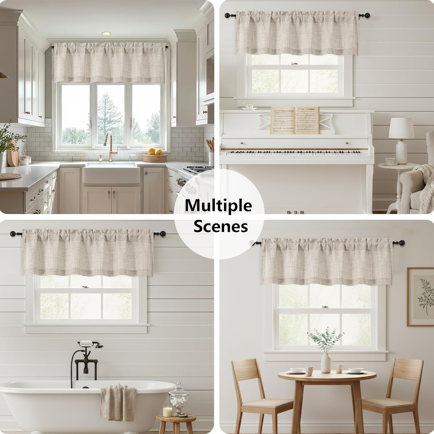 Linen Valances for Windows 1 Pcs
