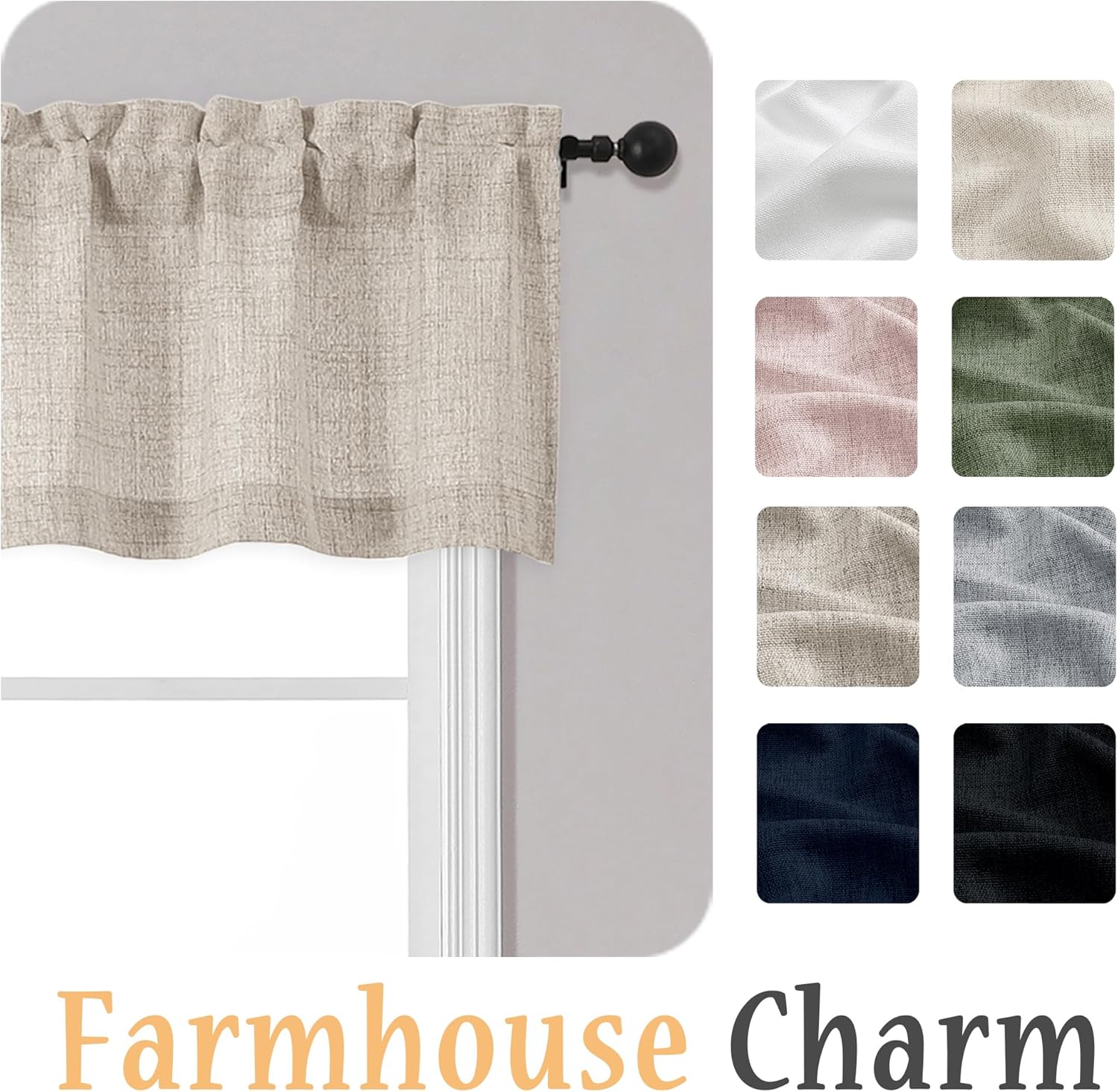 Linen Valances for Windows 1 Pcs