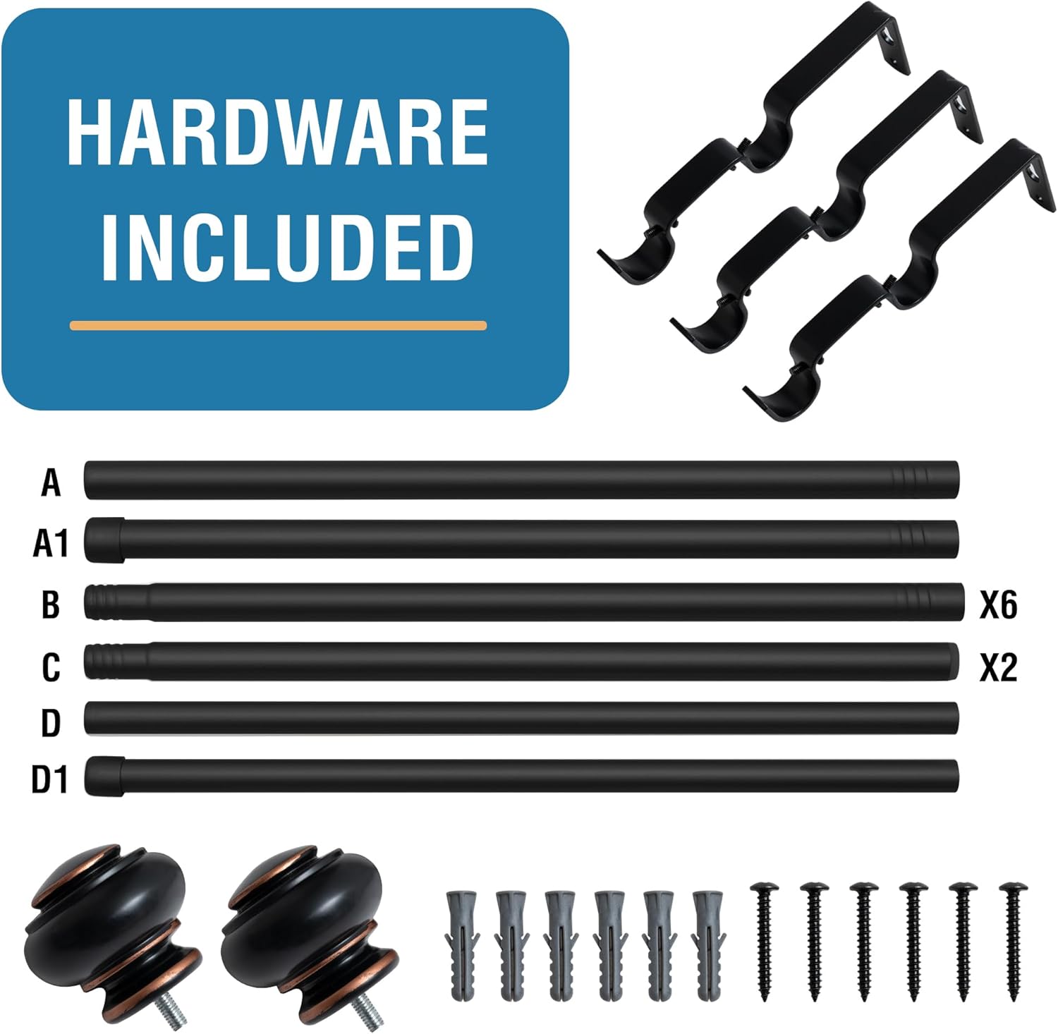 Double Curtain Rods for Windows 16.2 to 90.6 Inches 3/4 inch Diameter Adjustable Decorative Telescoping Rod with Brackets Heavy Duty Splicing Rods