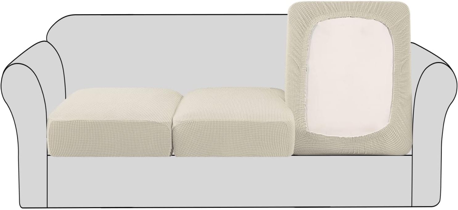 High Stretch Individual Seat Cushion Covers Sofa Slipcovers Couch Featuring Jacquard Textured Twill Fabric (3 Pack for 3 Sofa High Stretch Individual Seat Cushion Covers Sofa Slipcovers Couch Featuring Jacquard Textured Twill Fabric (3 Pack for 3 Sofa