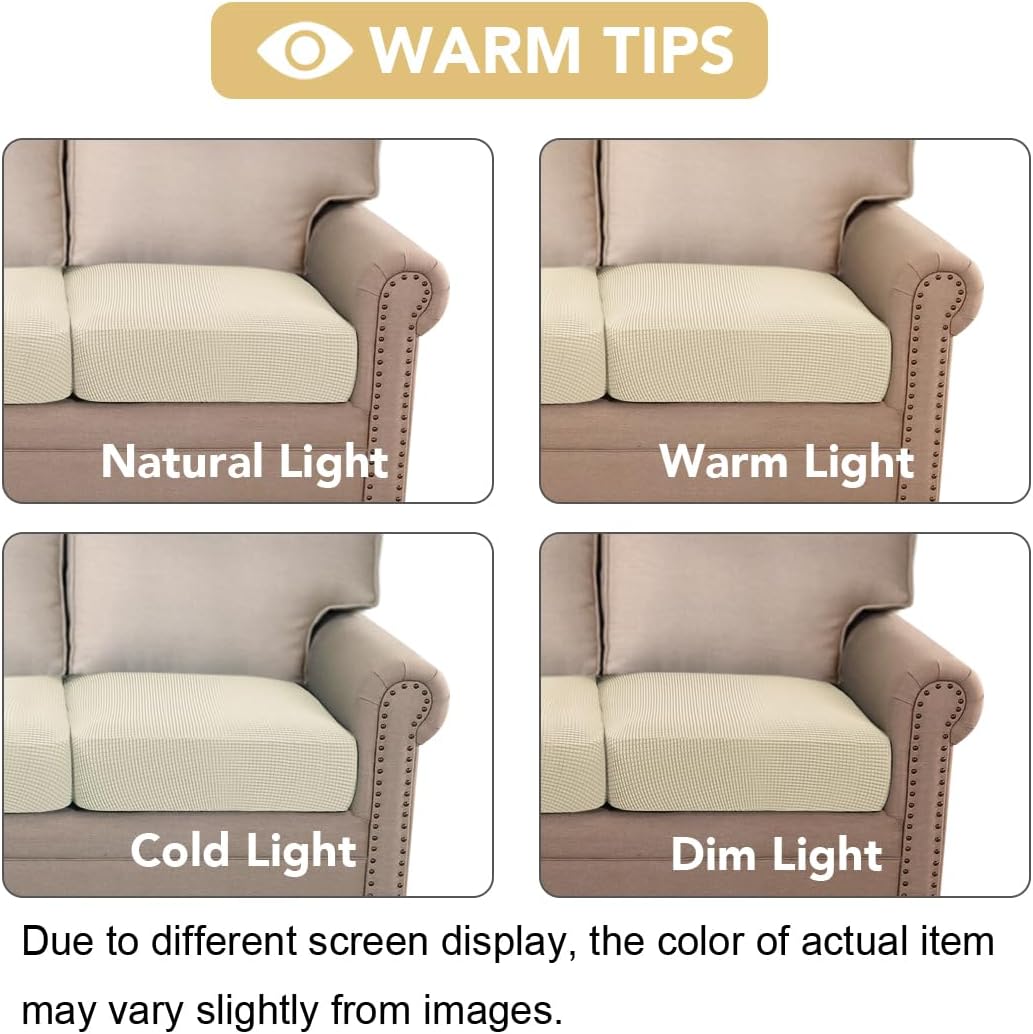 High Stretch Individual Seat Cushion Covers Sofa Slipcovers Couch Featuring Jacquard Textured Twill Fabric (3 Pack for 3 Sofa