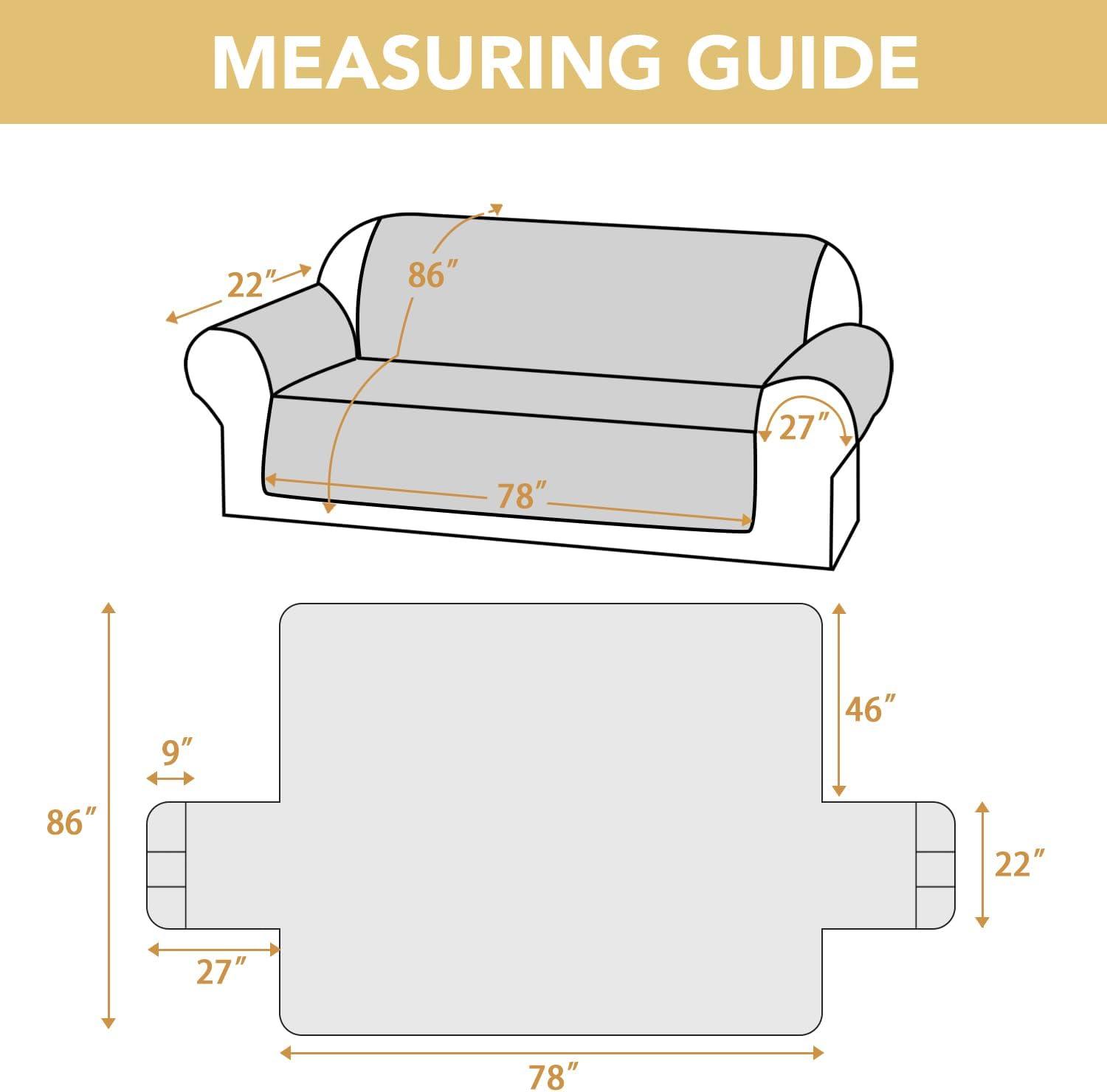 100% Waterproof Couch Cover for 3 Cushion Sofa Washable Pet Friendly with Elastic Straps Thick Durable Storage Pocket(XL Sofa