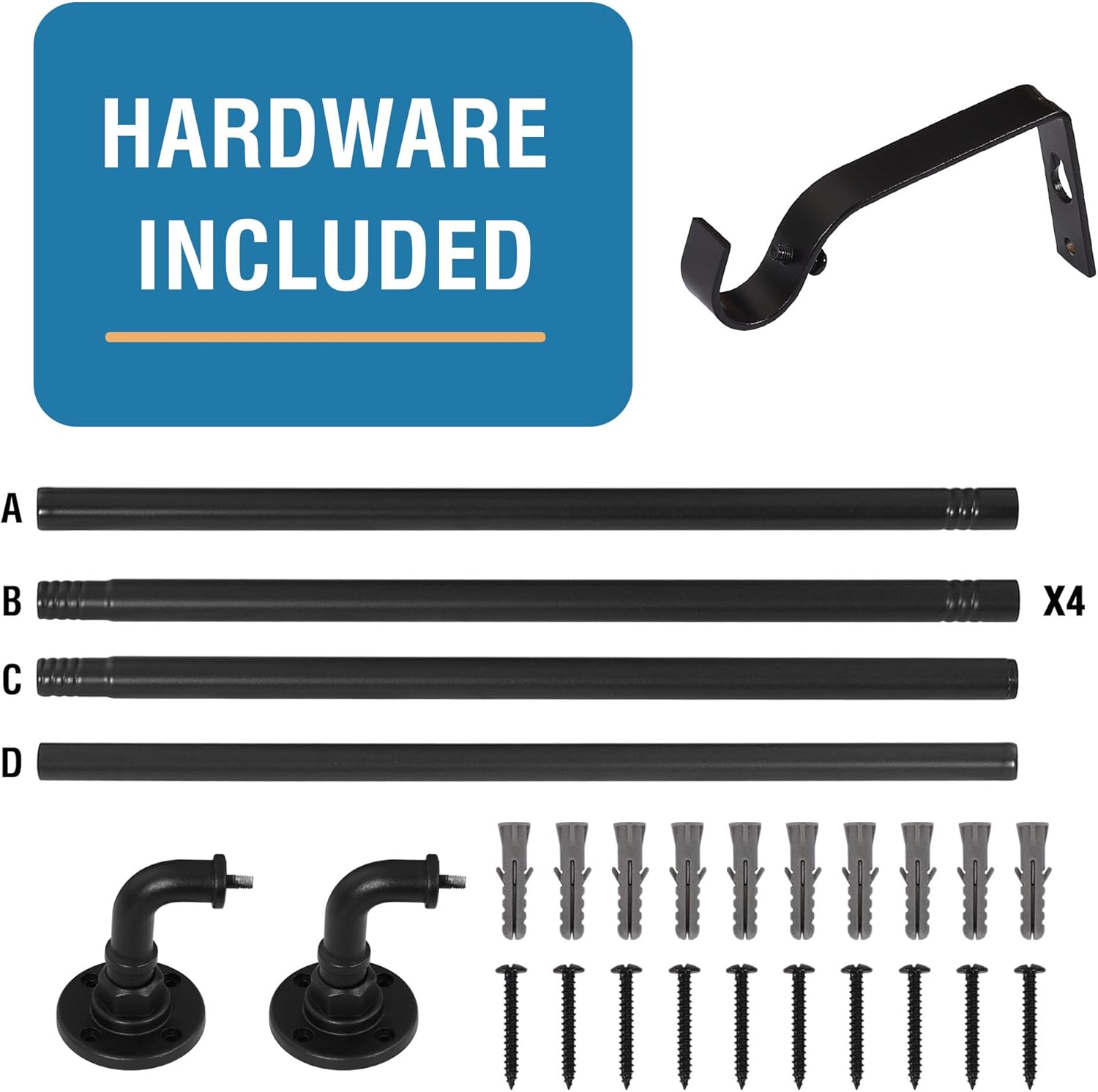 Wrap Around Curtain Rods for Windows 16.2 to 106.2 Inch