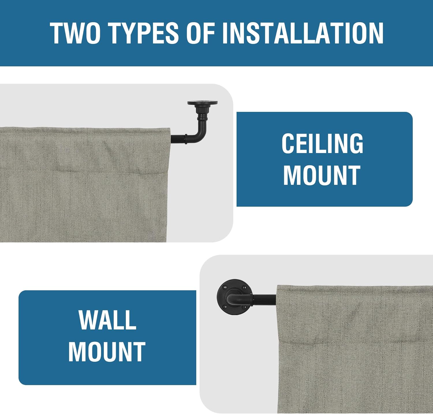 Wrap Around Curtain Rods for Windows 16.2 to 106.2 Inch