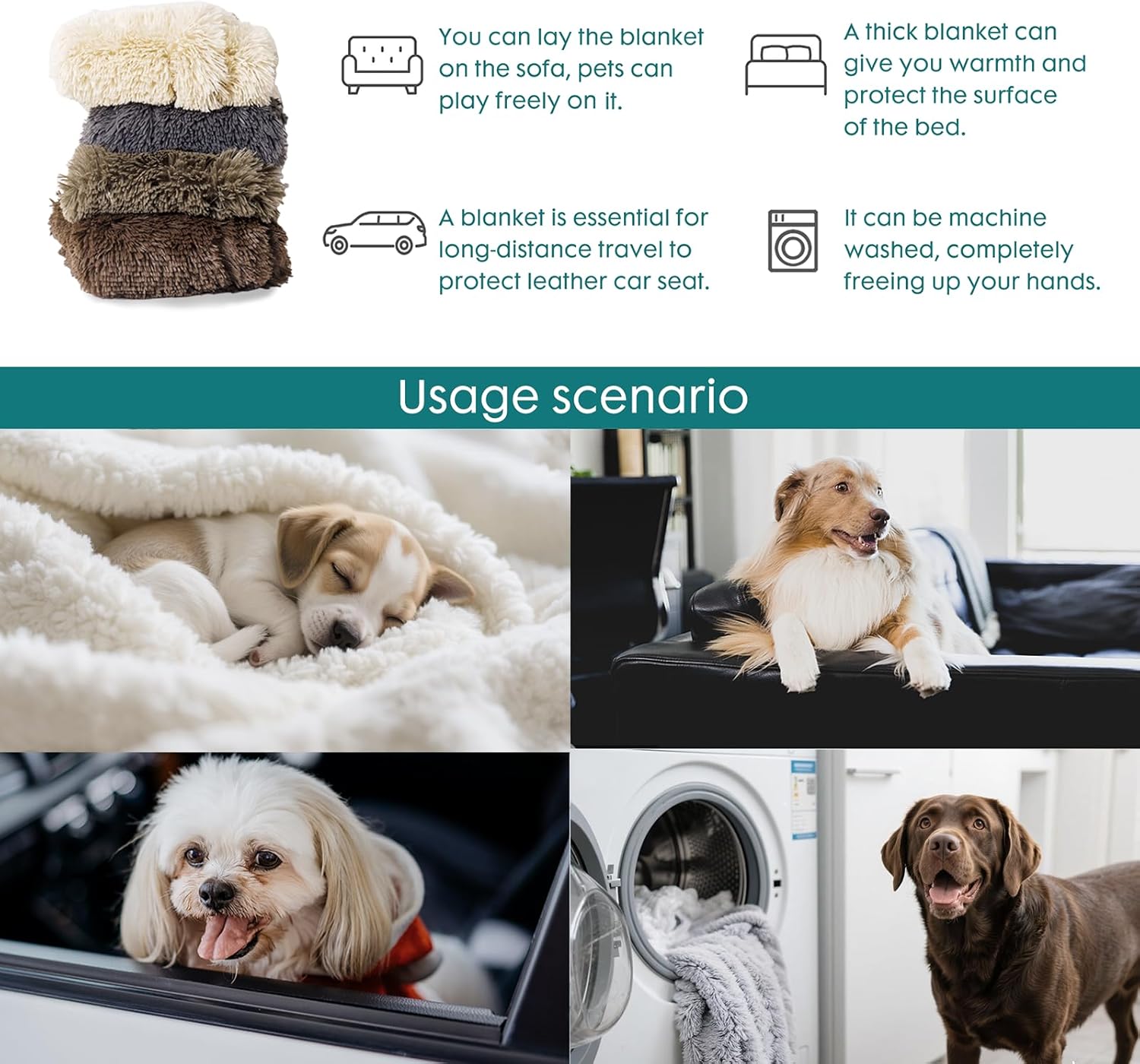 Waterproof Dog Blanket for Couch & Furniture Protection - Super Soft Reversible Throw Large Dogs Cats