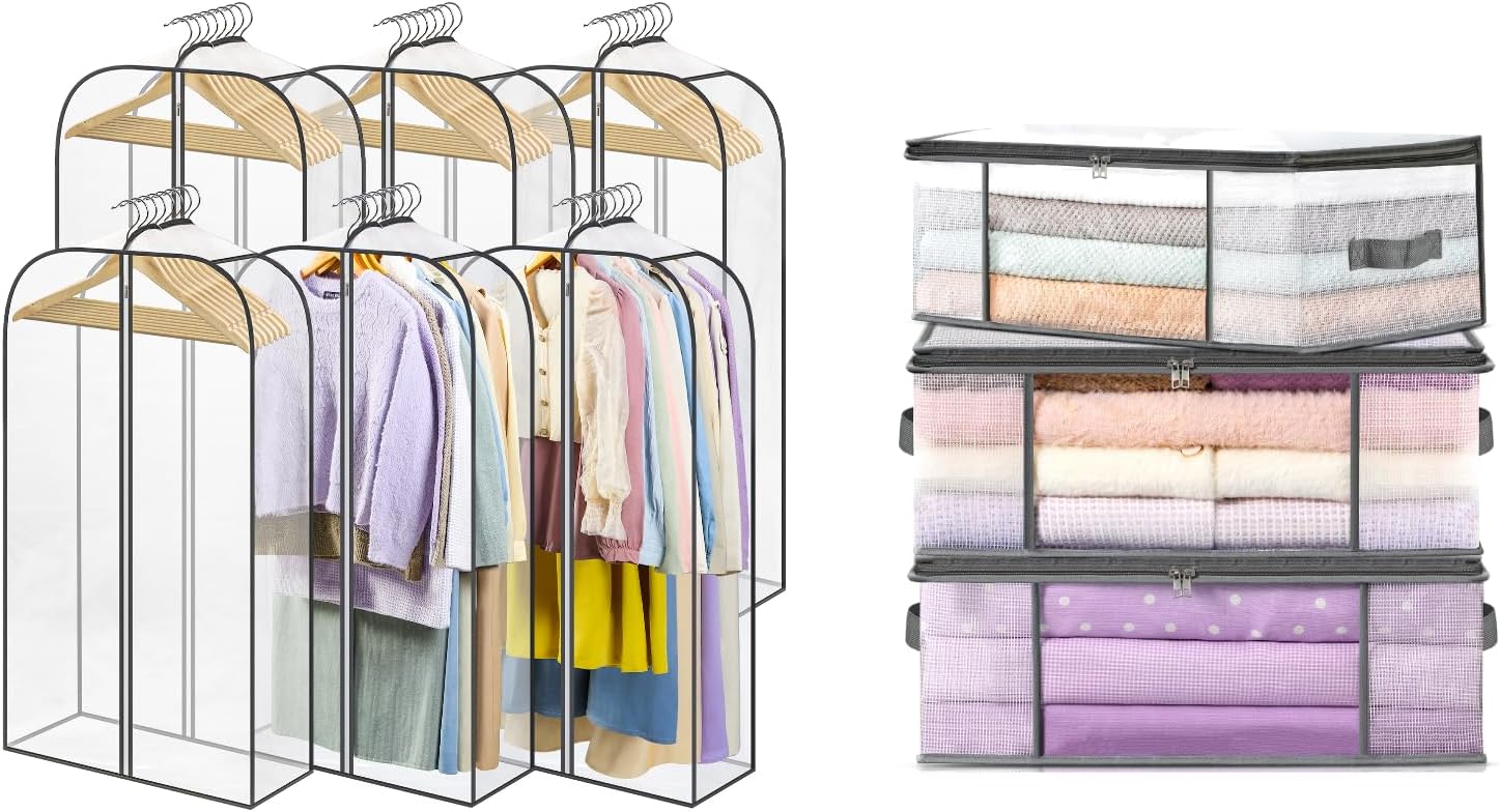 6 Pack Clear Garment Bags-40%27%27 Long 6 Pack Clear Garment Bags-40%27%27 Long