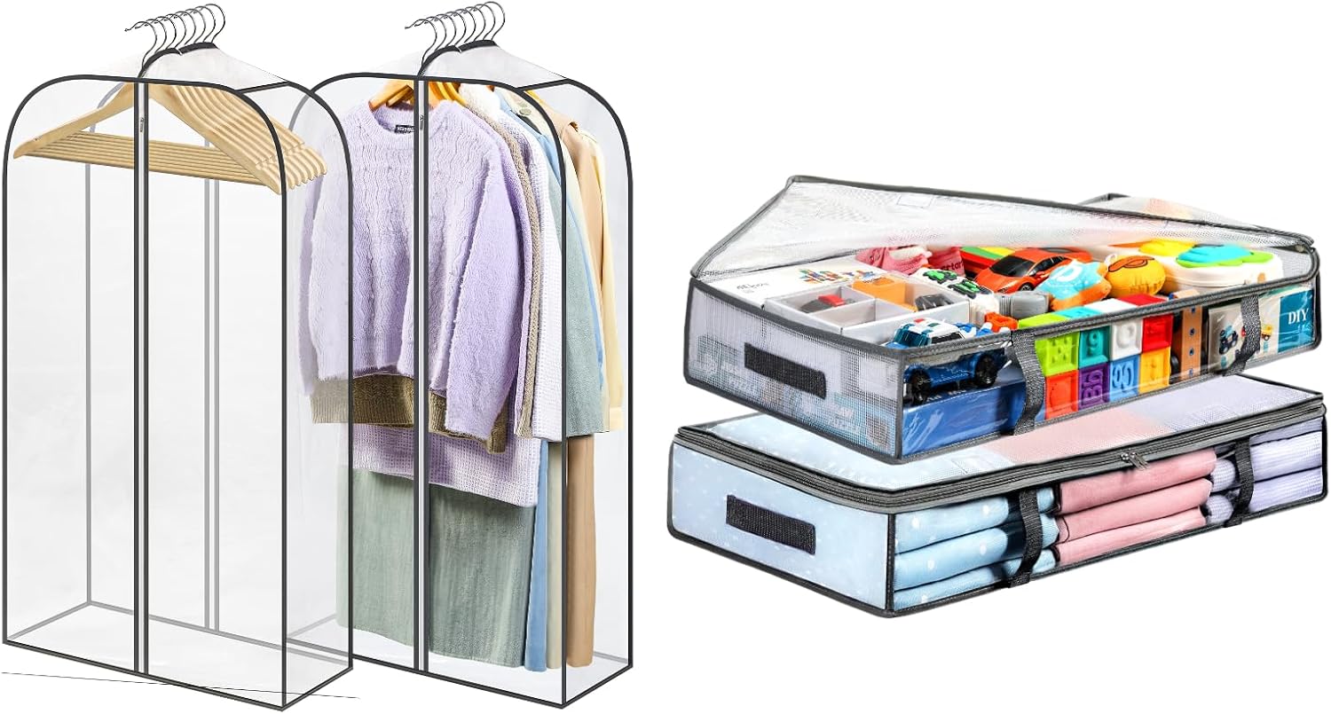 2 Packs Under Bed Storage Containers Bins-55L