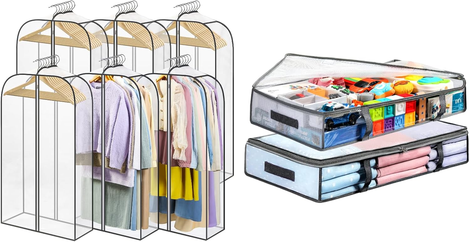 2 Packs Under Bed Storage Containers Bins-55L