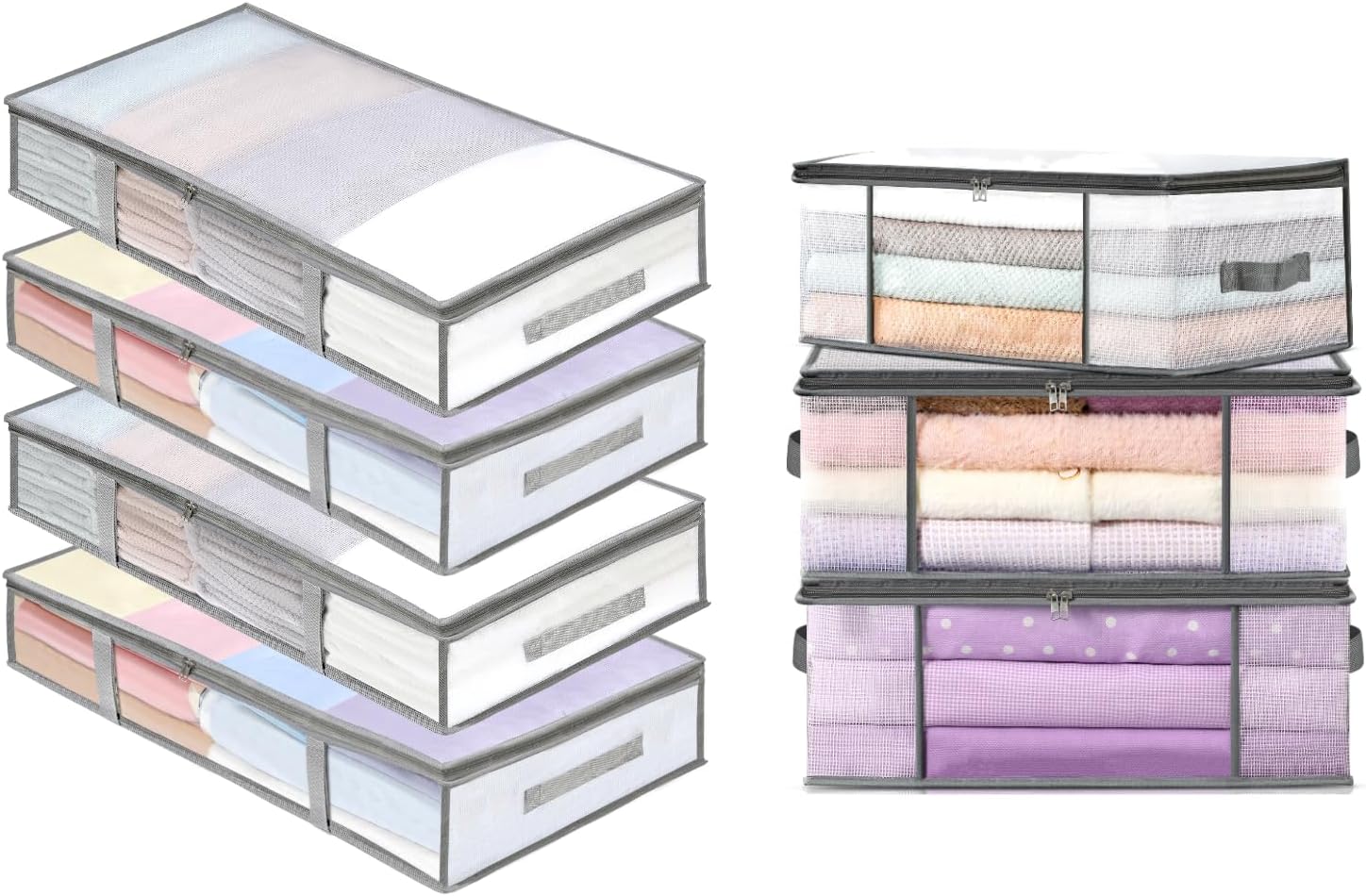 4 Packs Under Bed Storage Containers Bins-55L 4 Packs Under Bed Storage Containers Bins-55L