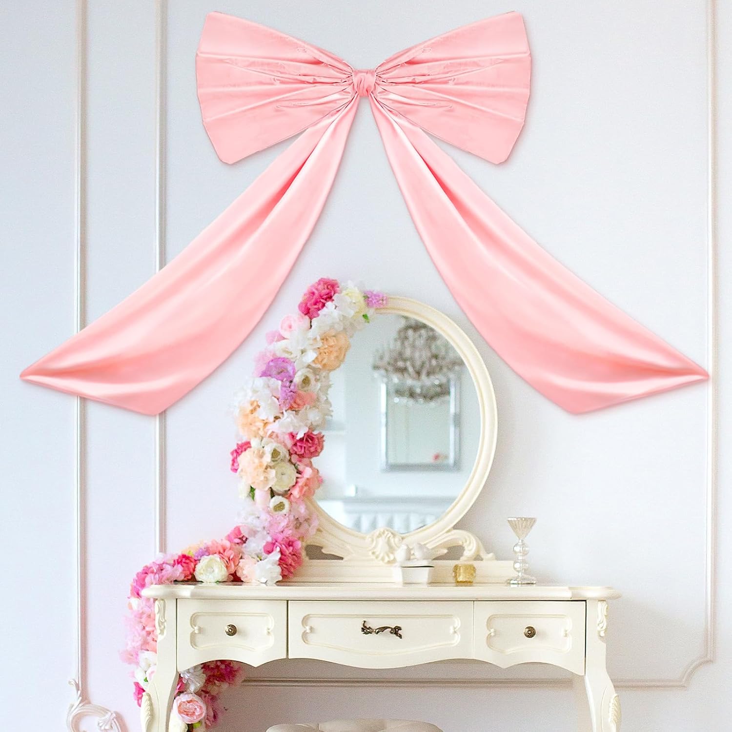 Large Pink Bow Decor Coquette Wall for Backdrop 24 x 36%27%27 Big Giant Satin Ribbon Tie Birthday Wedding Bridal Baby Shower Party Ballerina Room Hanging Decoration(Lining Support) 36 Inches