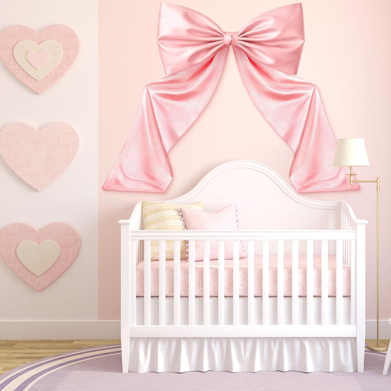 Large Pink Bow Decor Coquette Wall for Backdrop 24 x 36%27%27 Big Giant Satin Ribbon Tie Birthday Wedding Bridal Baby Shower Party Ballerina Room Hanging Decoration(Lining Support) 36 Inches