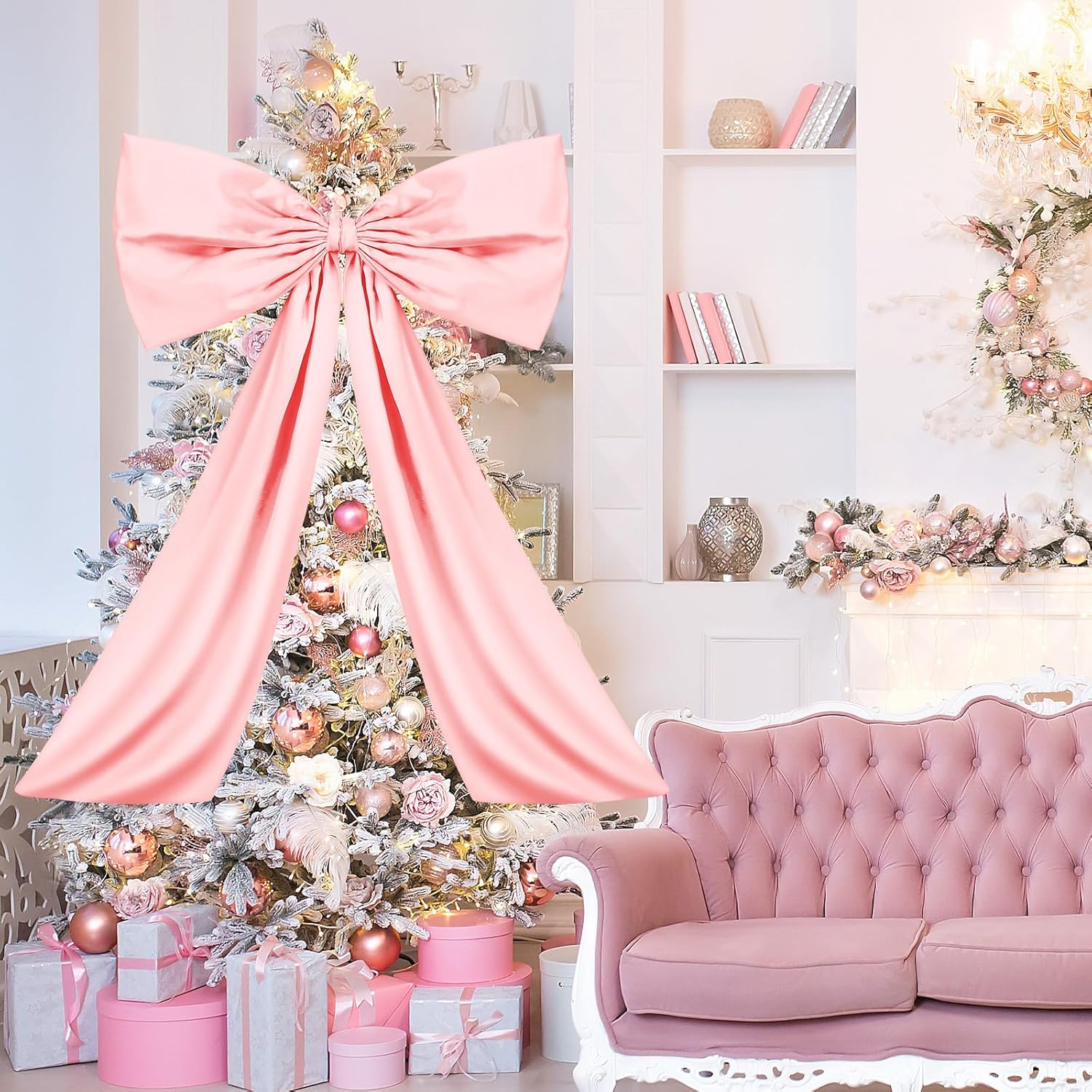 Large Pink Bow Decor Coquette Wall for Backdrop 24 x 36%27%27 Big Giant Satin Ribbon Tie Birthday Wedding Bridal Baby Shower Party Ballerina Room Hanging Decoration(Lining Support) 36 Inches