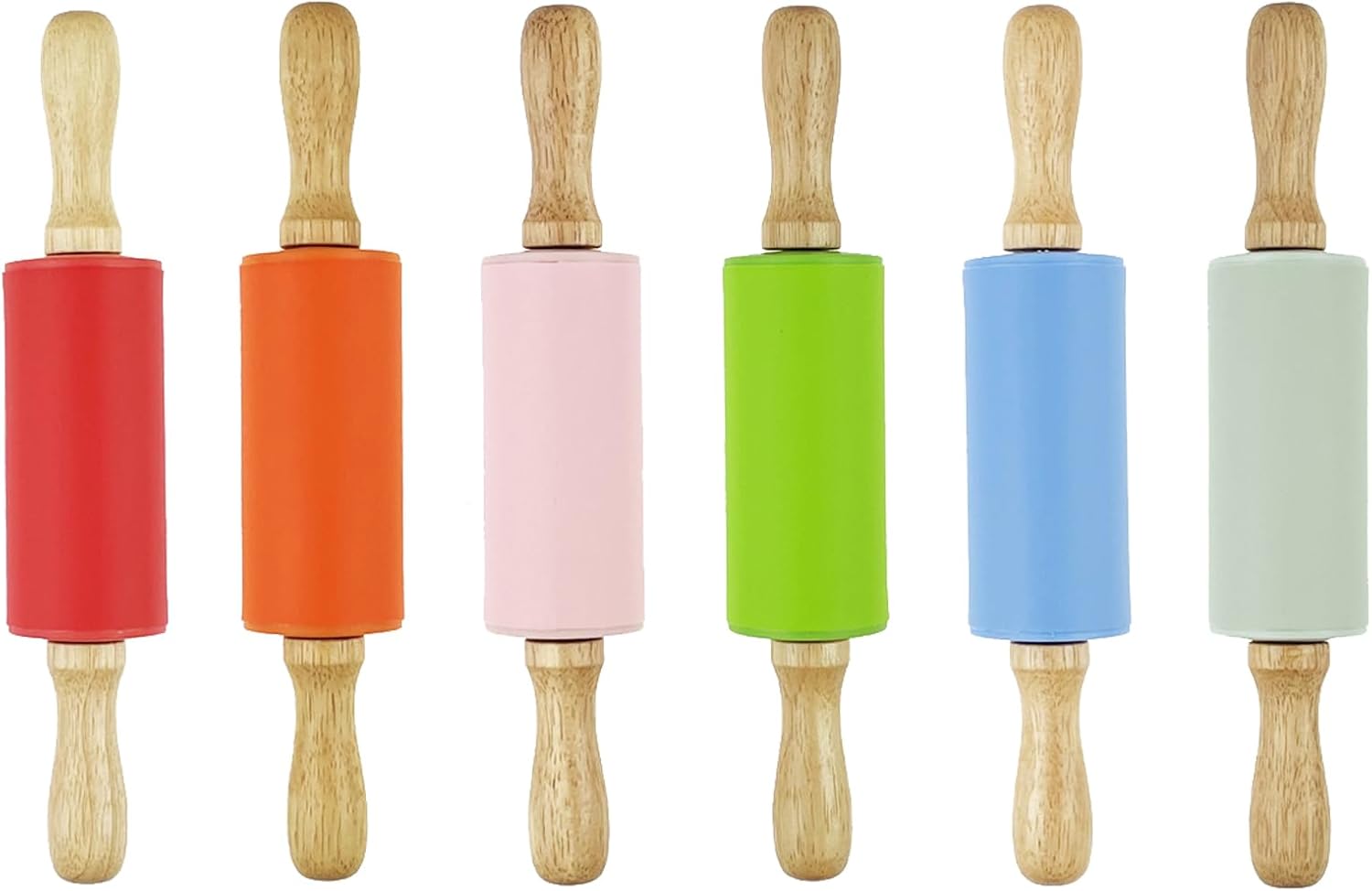 6 Pack Mini Small Rolling Pin for Kids, Kids Wooden Handle (9 Inch) 9 Inch