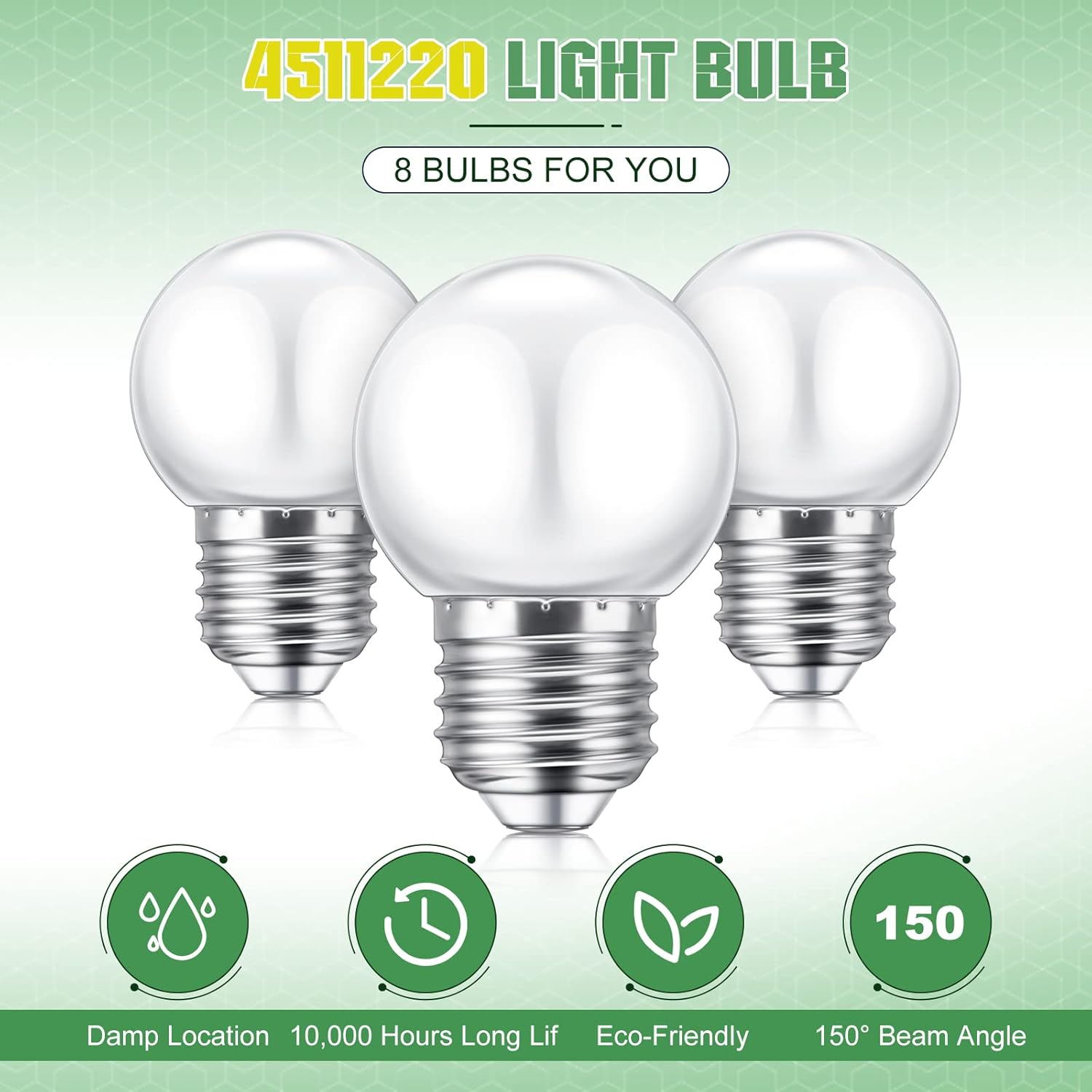 LED Night Light Bulb 1 Watt Low Wattage Bulbs 7.5 Equivalent 4511220 Lighting S11 White Lightbulb Small Globe with E26 Medium Base G45 2700k Not Dimmable for Outdoor Christmas