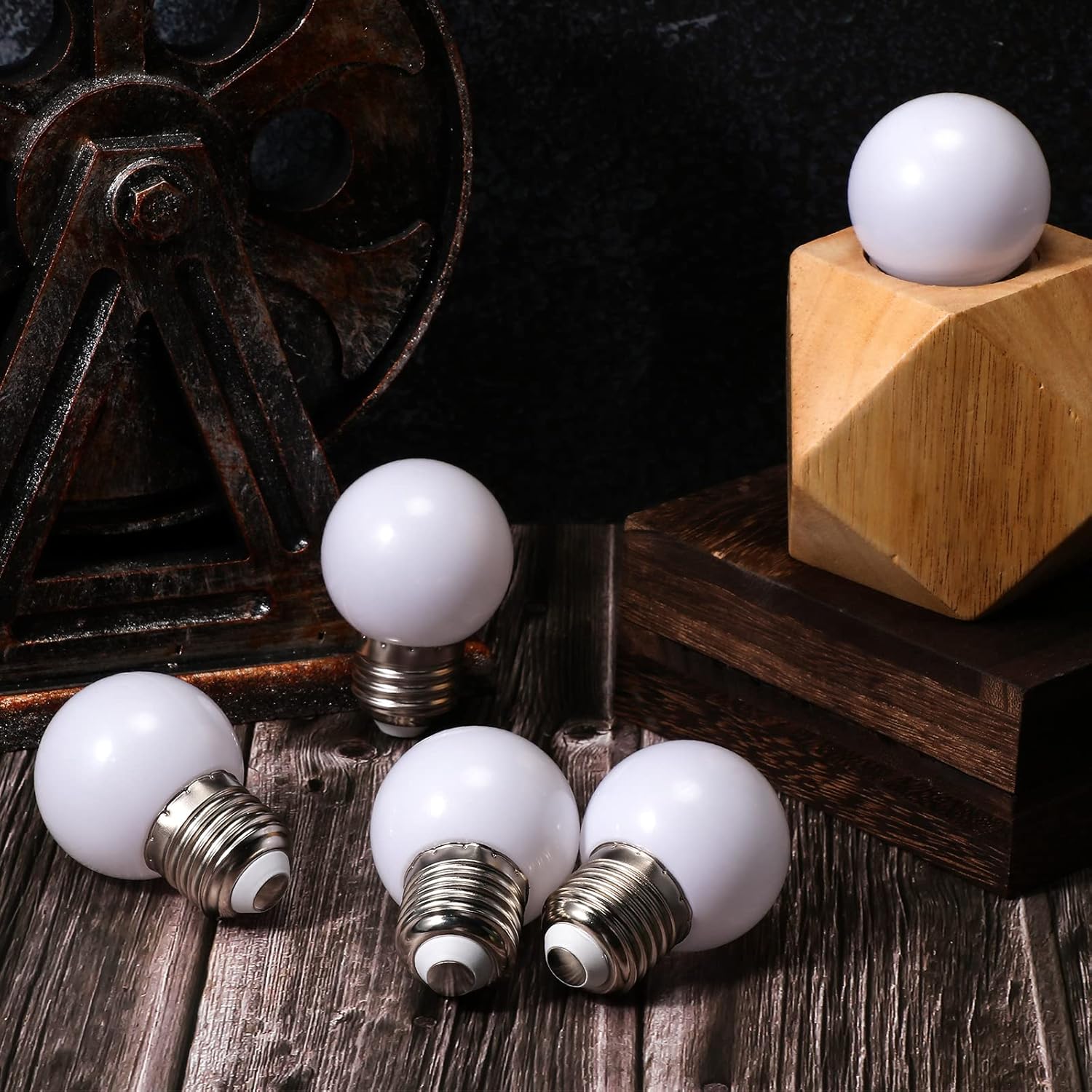LED Night Light Bulb 1 Watt Low Wattage Bulbs 7.5 Equivalent 4511220 Lighting S11 White Lightbulb Small Globe with E26 Medium Base G45 2700k Not Dimmable for Outdoor Christmas
