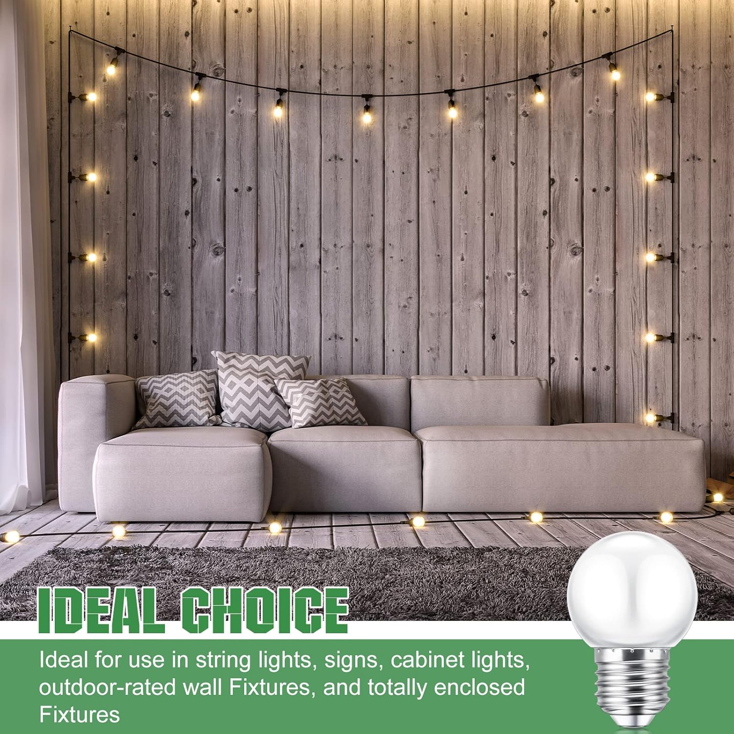 LED Night Light Bulb 1 Watt Low Wattage Bulbs 7.5 Equivalent 4511220 Lighting S11 White Lightbulb Small Globe with E26 Medium Base G45 2700k Not Dimmable for Outdoor Christmas