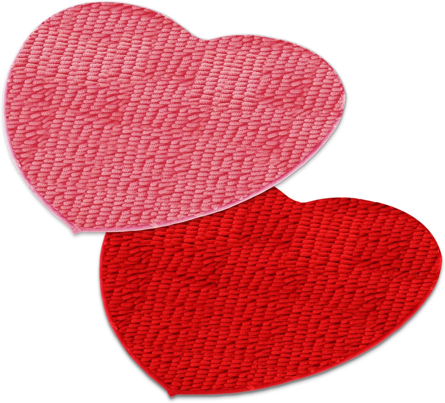 2 Pieces Valentine%27s Day Heart Rug Bath Mat Shaped Door Bathroom Area Set for Shower Bedroom Kitchen Decor