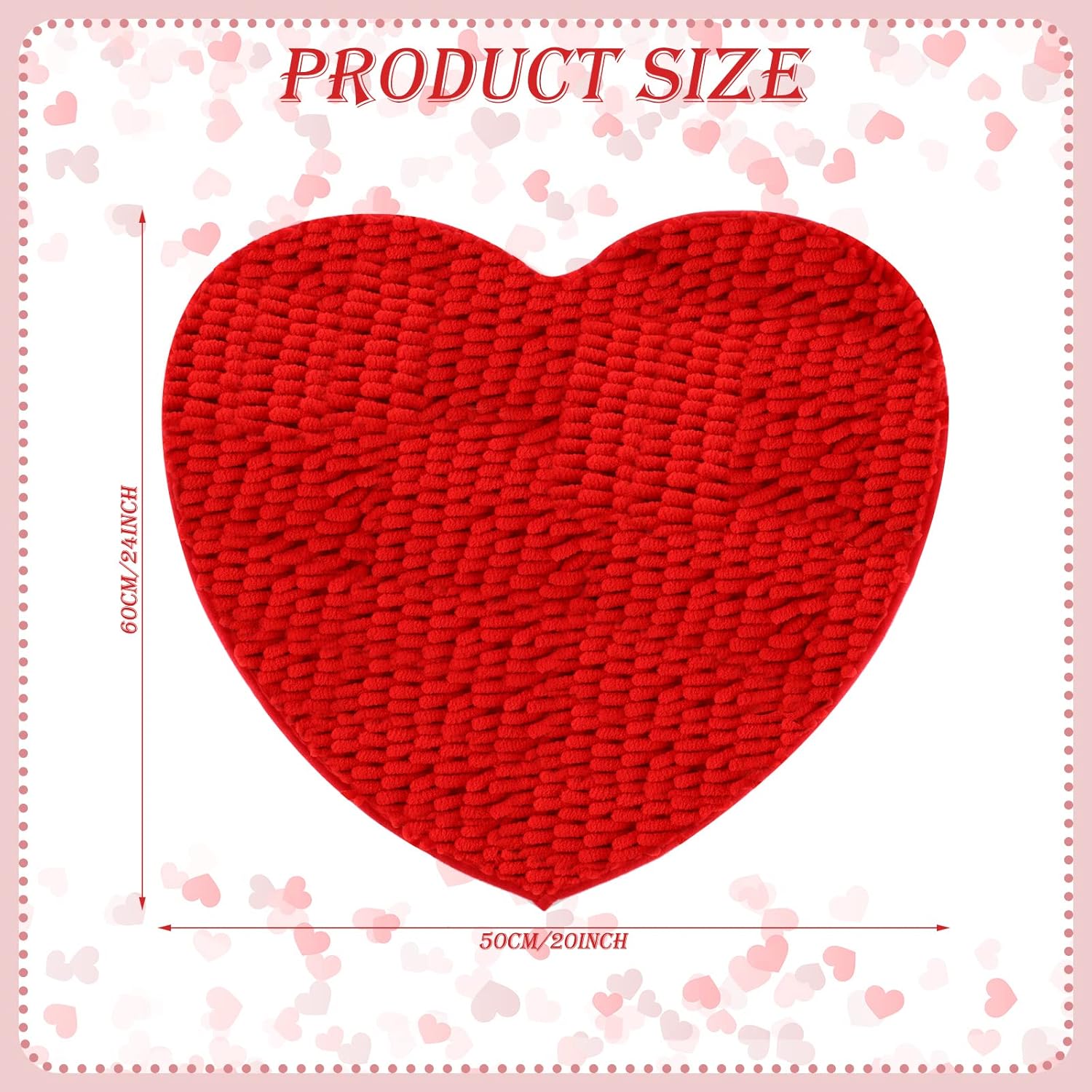 2 Pieces Valentine%27s Day Heart Rug Bath Mat Shaped Door Bathroom Area Set for Shower Bedroom Kitchen Decor
