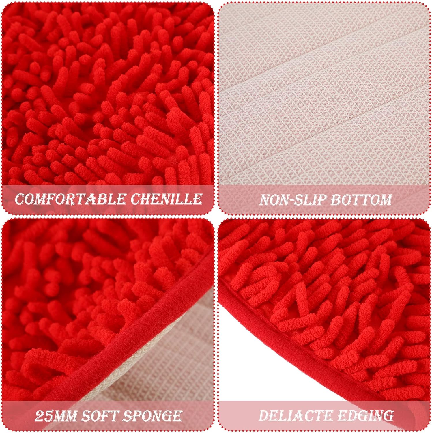 2 Pieces Valentine%27s Day Heart Rug Bath Mat Shaped Door Bathroom Area Set for Shower Bedroom Kitchen Decor