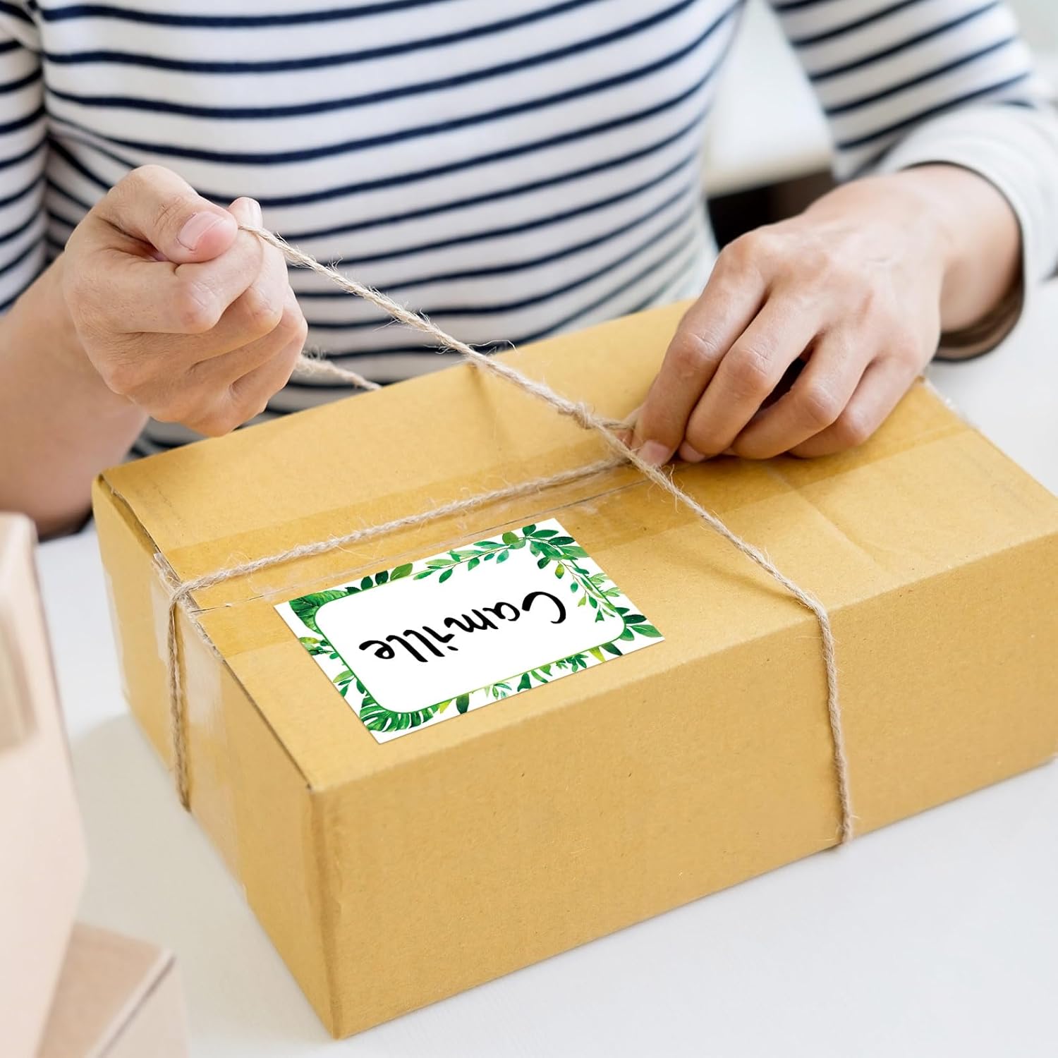 240 Pcs Greenery Name Tags Stickers Spring Green Leaves Border Tag Labels Party Personalized for Themed Office Home