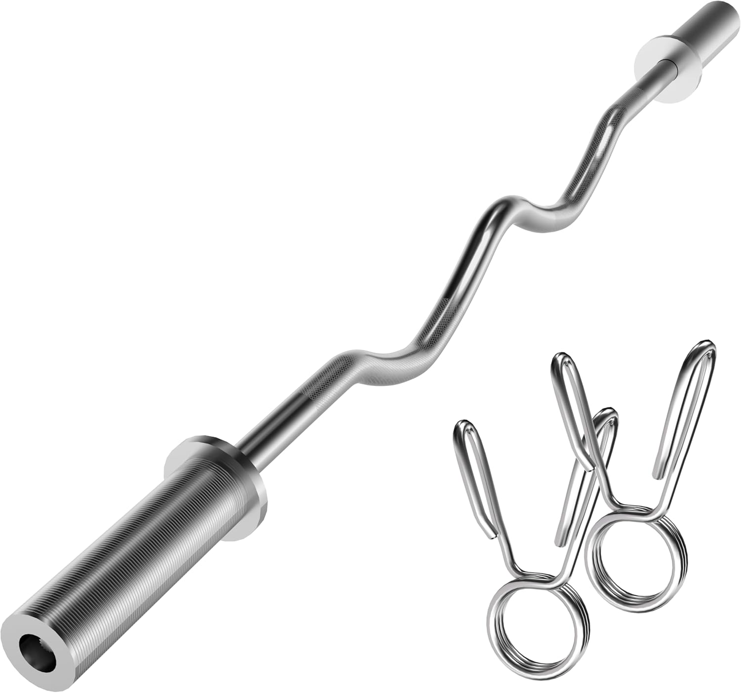 Olympic EZ Curl Bar - 47" Weightlifting Barbell for Bicep Curls & Tricep Extensions Fits 2-Inch Weight Plates 500LB Capacity Chrome with Needle Bearings 2 Spring Collars Olympic EZ Curl Bar - 47" Weightlifting Barbell for Bicep Curls & Tricep Extensions Fits 2-Inch Weight Plates 500LB Capacity Chrome with Needle Bearings 2 Spring Collars