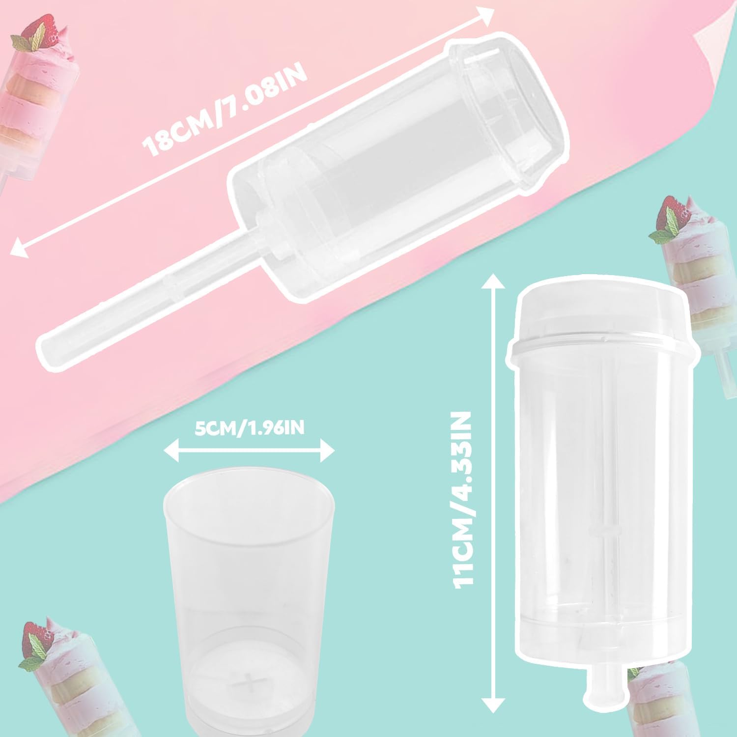80 pcs Round Shape Clear Push-Up Cake Pop Shooter (Push Up Pops) Plastic Containers with Lids