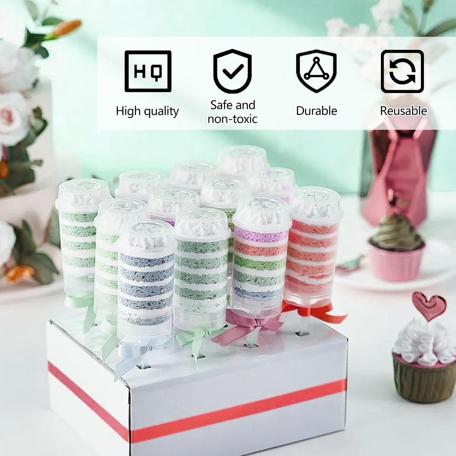 80 pcs Round Shape Clear Push-Up Cake Pop Shooter (Push Up Pops) Plastic Containers with Lids