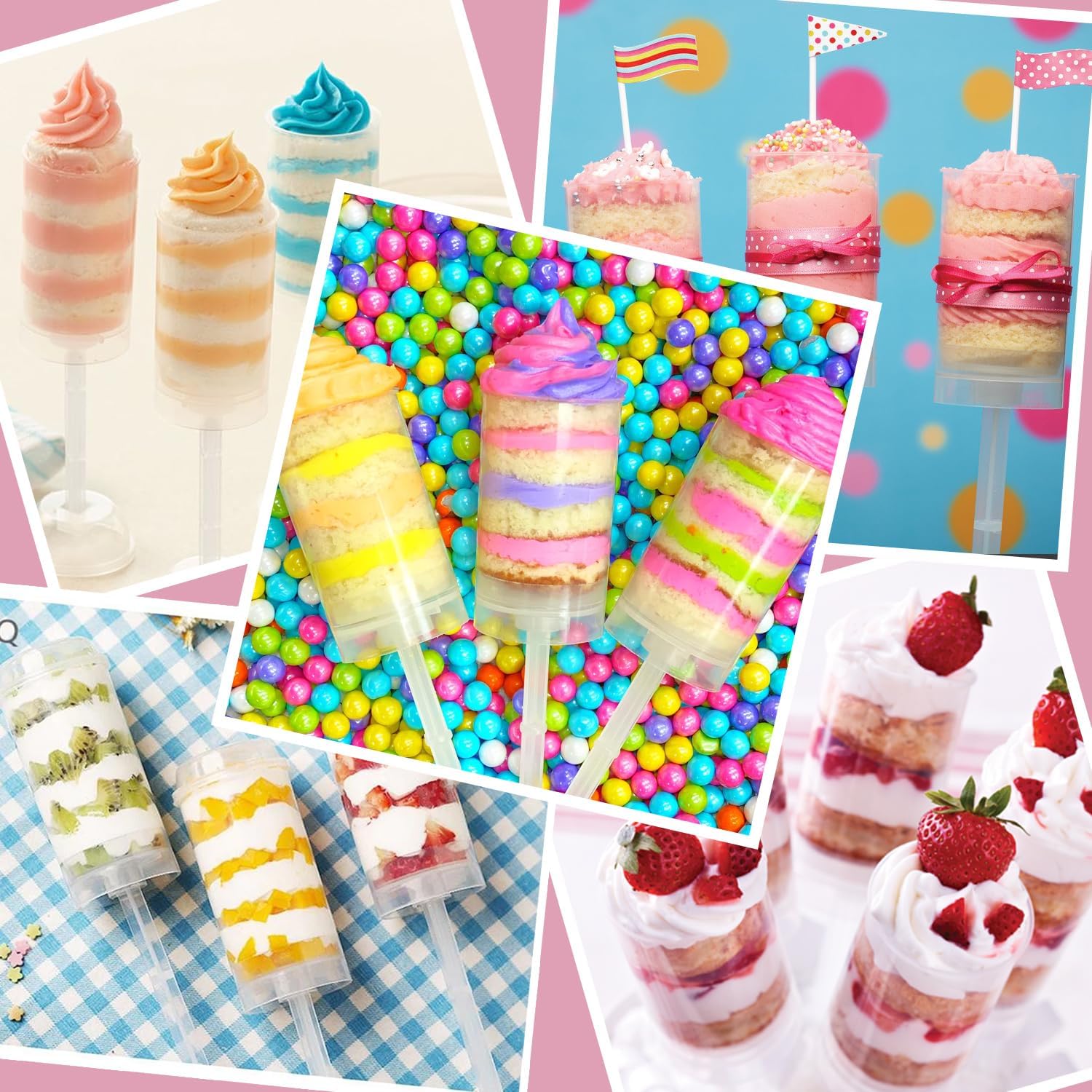 80 pcs Round Shape Clear Push-Up Cake Pop Shooter (Push Up Pops) Plastic Containers with Lids