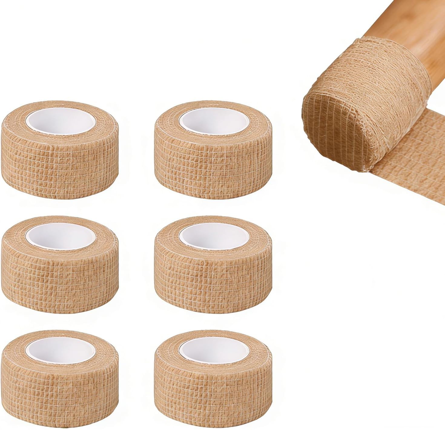 6 Rolls Floor Protector Pads for Chair Legs, Self-Adhesive Anti-Slip Furniture Tape 1" x 177", Non-Woven Wrap Hardwood Floors, Tables, Chairs, Sofas & All Legs (Skin Tone) 177",Skin Tone