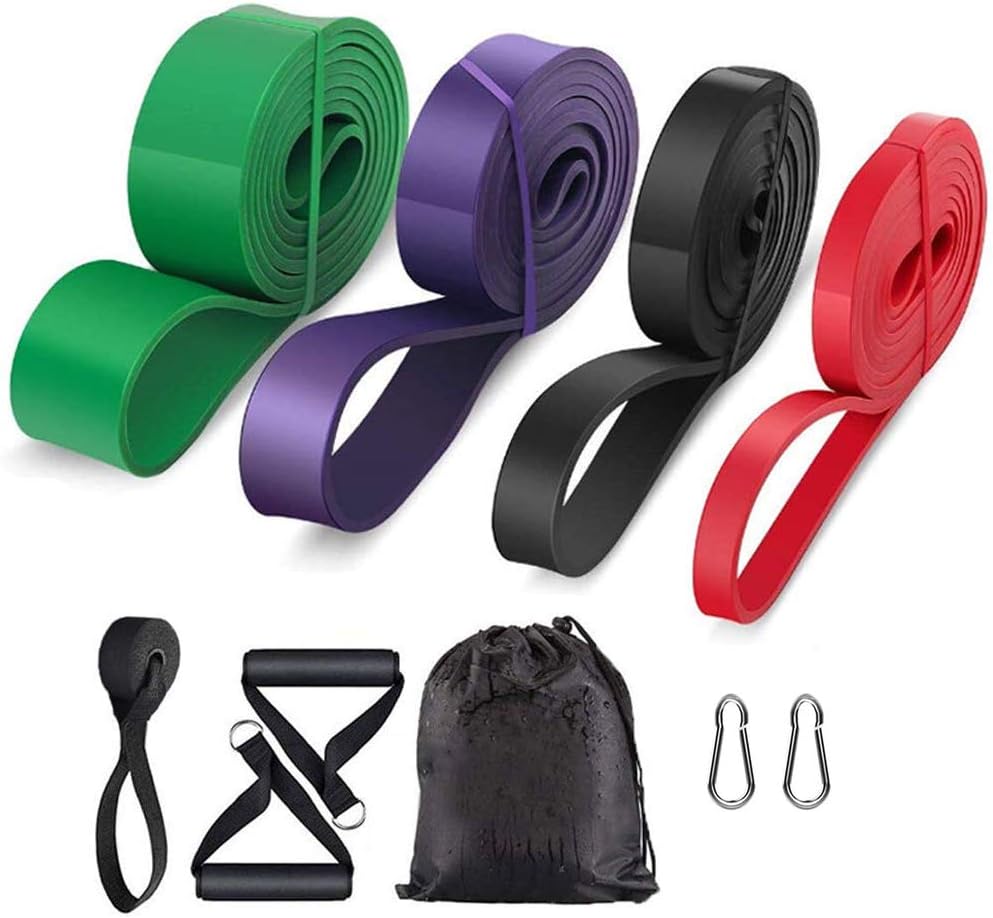 Resistance Band - 4-Pack - With Handle & Door Buckle - Storage Bag - Fitness Bands - Pull-Ups - Strength Training - Elastic Cords - Men & Women - Yoga Stretch - Assisted Pull Bands Resistance Band - 4-Pack - With Handle & Door Buckle - Storage Bag - Fitness Bands - Pull-Ups - Strength Training - Elastic Cords - Men & Women - Yoga Stretch - Assisted Pull Bands