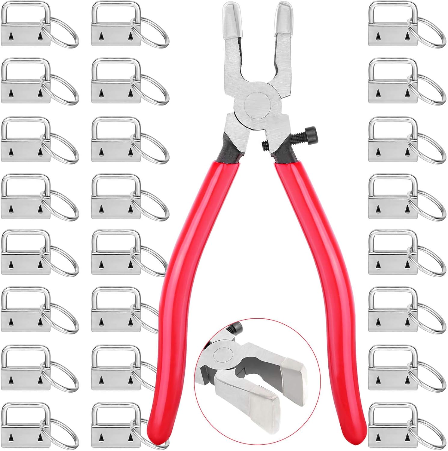 Keychain Hardware Kit - 50 pieces - Lanyard Keychains - 1 inch - With Keychain Pliers - Hardware Supplies for Keychains and Wrist Clips