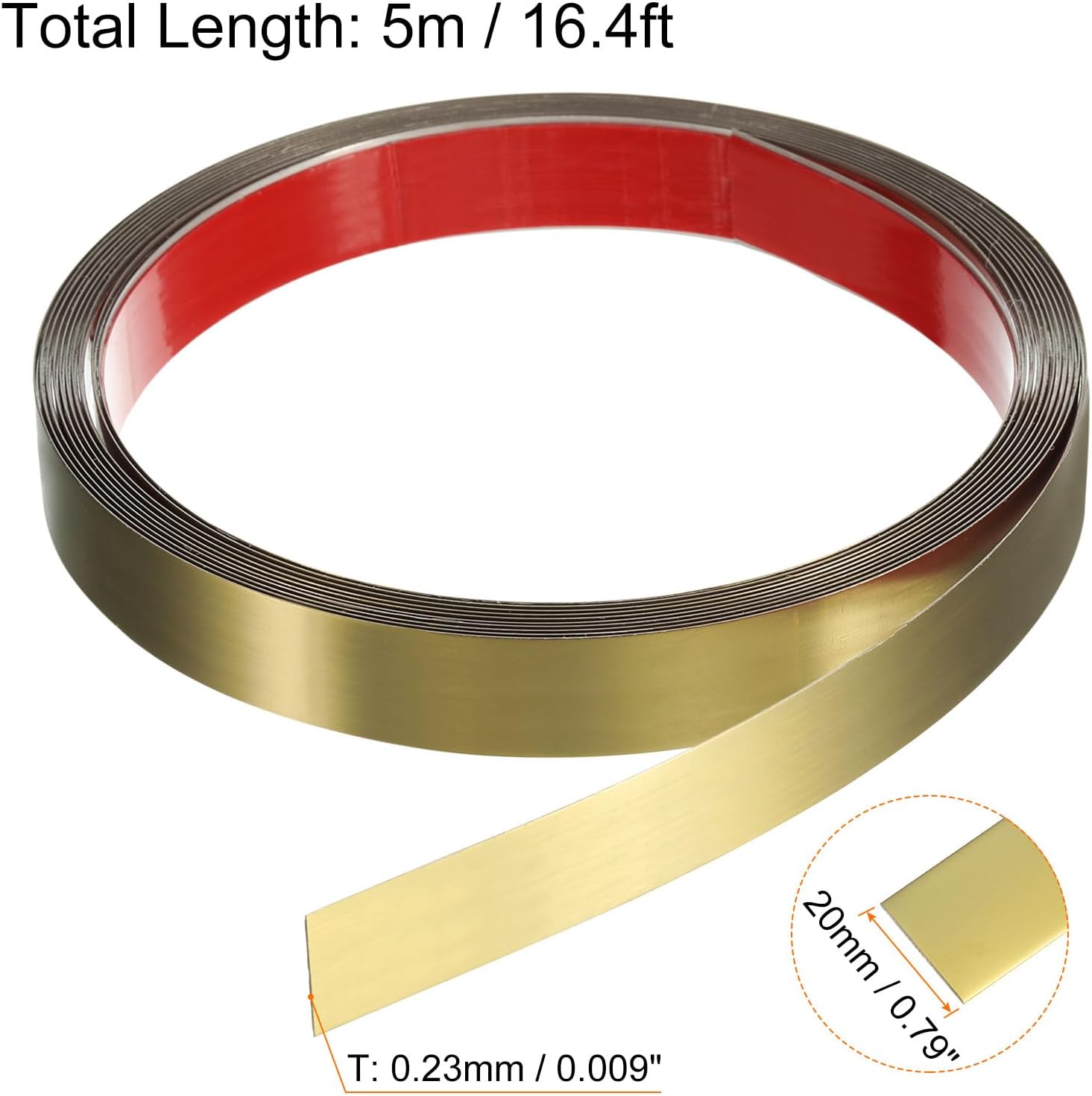Decorative strip - 20mm*5m - Wall decoration - Decorative frame - Self-adhesive - Stainless steel mirror finish - Metal strip decoration - Suitable for walls