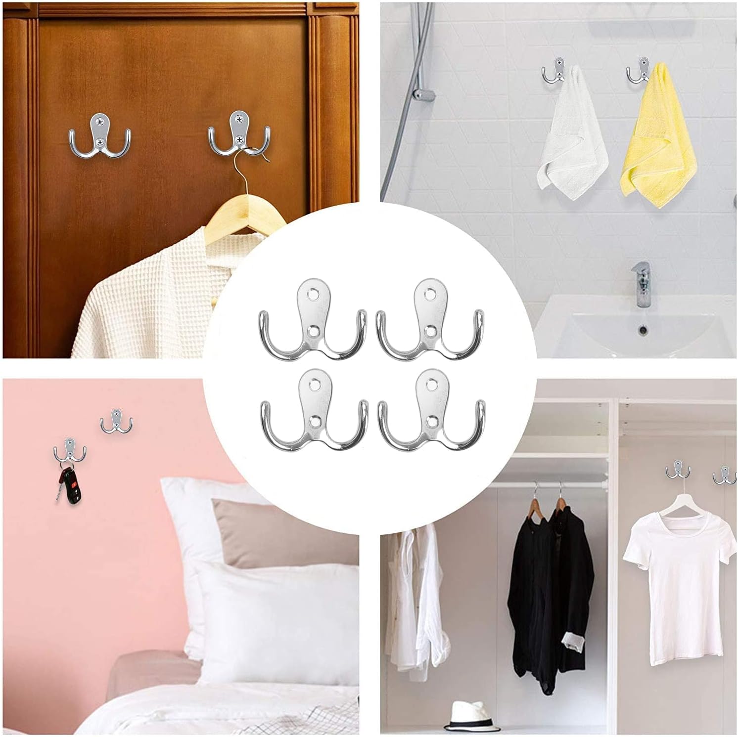4 pieces of coat hooks with double pins