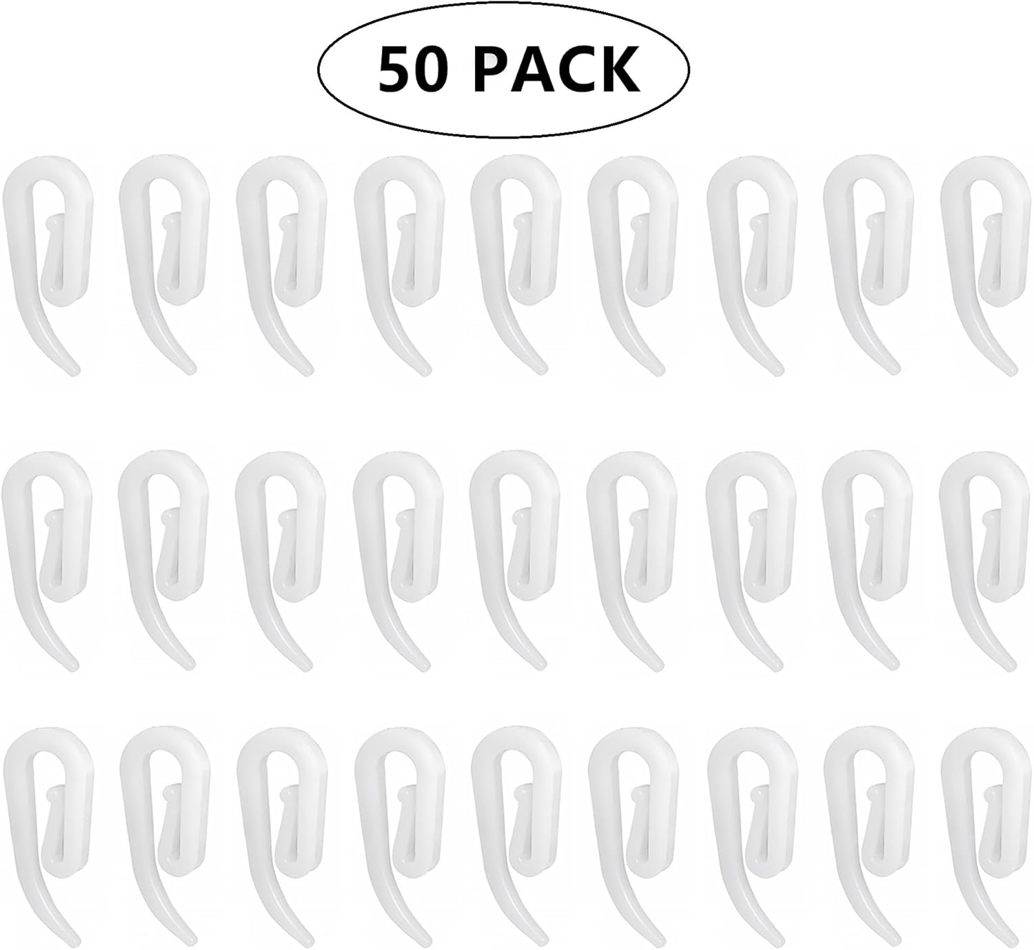 White plastic hooks for windows and door curtains - curtain hooks - suitable for windows
